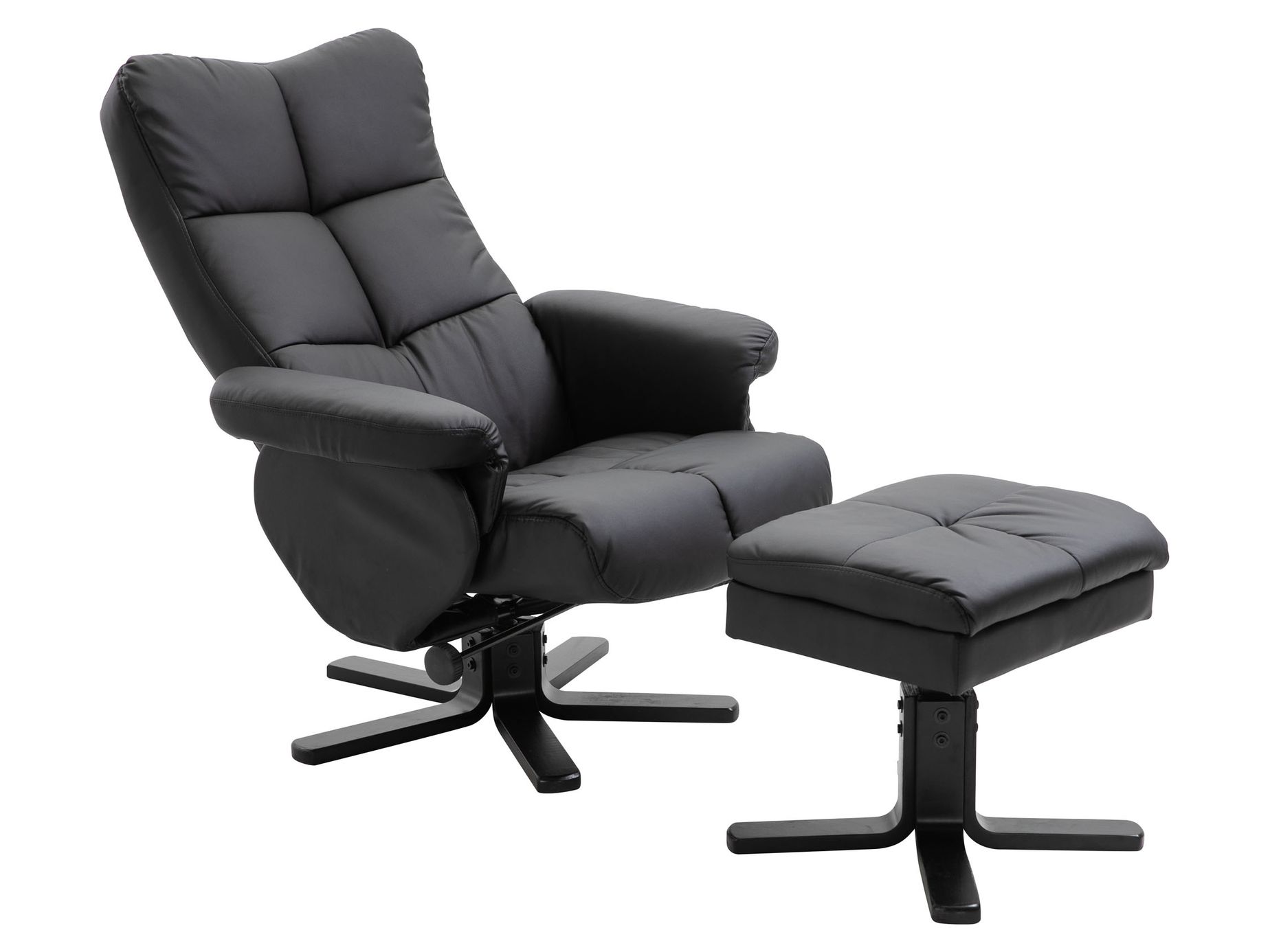 Sven hvilestol med fodskammel, sort