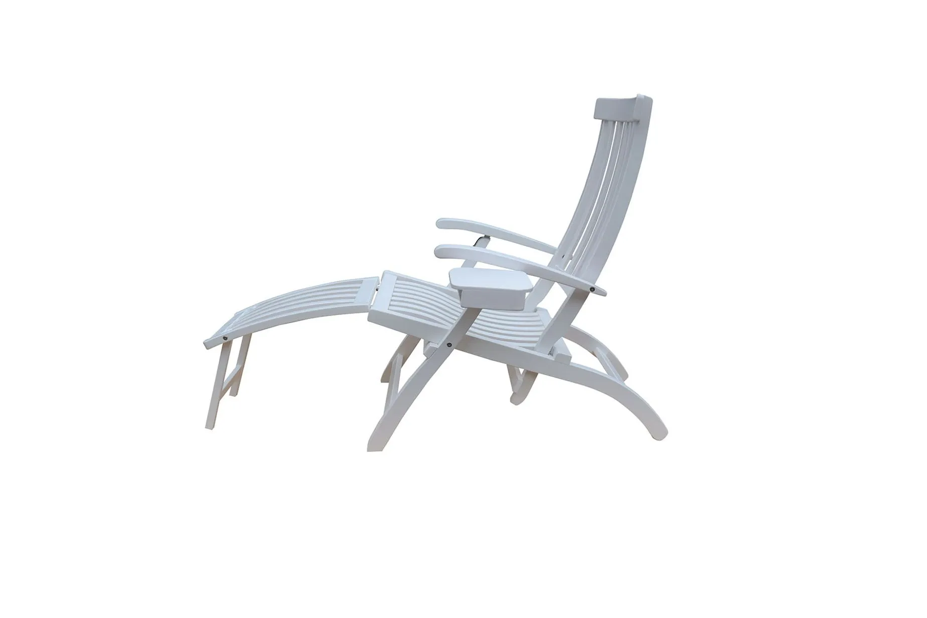 Lobby däckstol Vit inkl. bricka & regnskydd