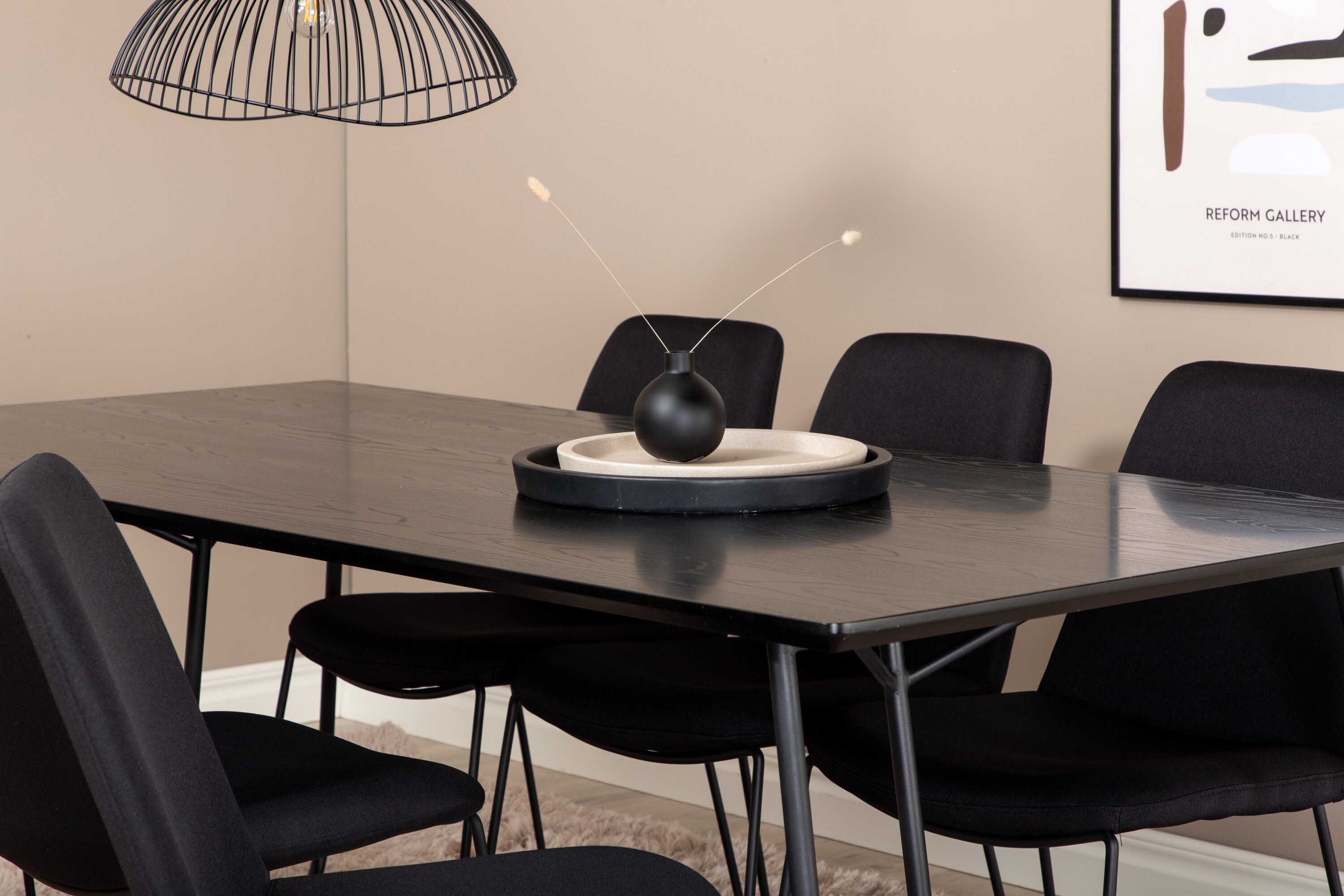 Köp Petra & Muce spisegruppe - Svart/svart 6 stoler & bord 190 x 90 cm ...
