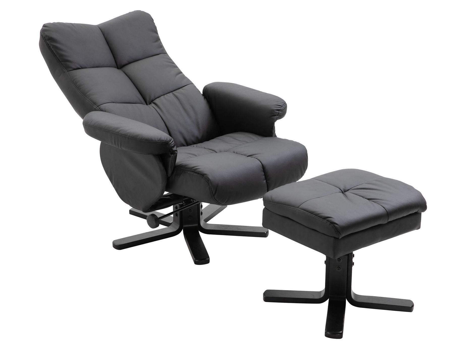 Sven hvilestol med fodskammel, sort