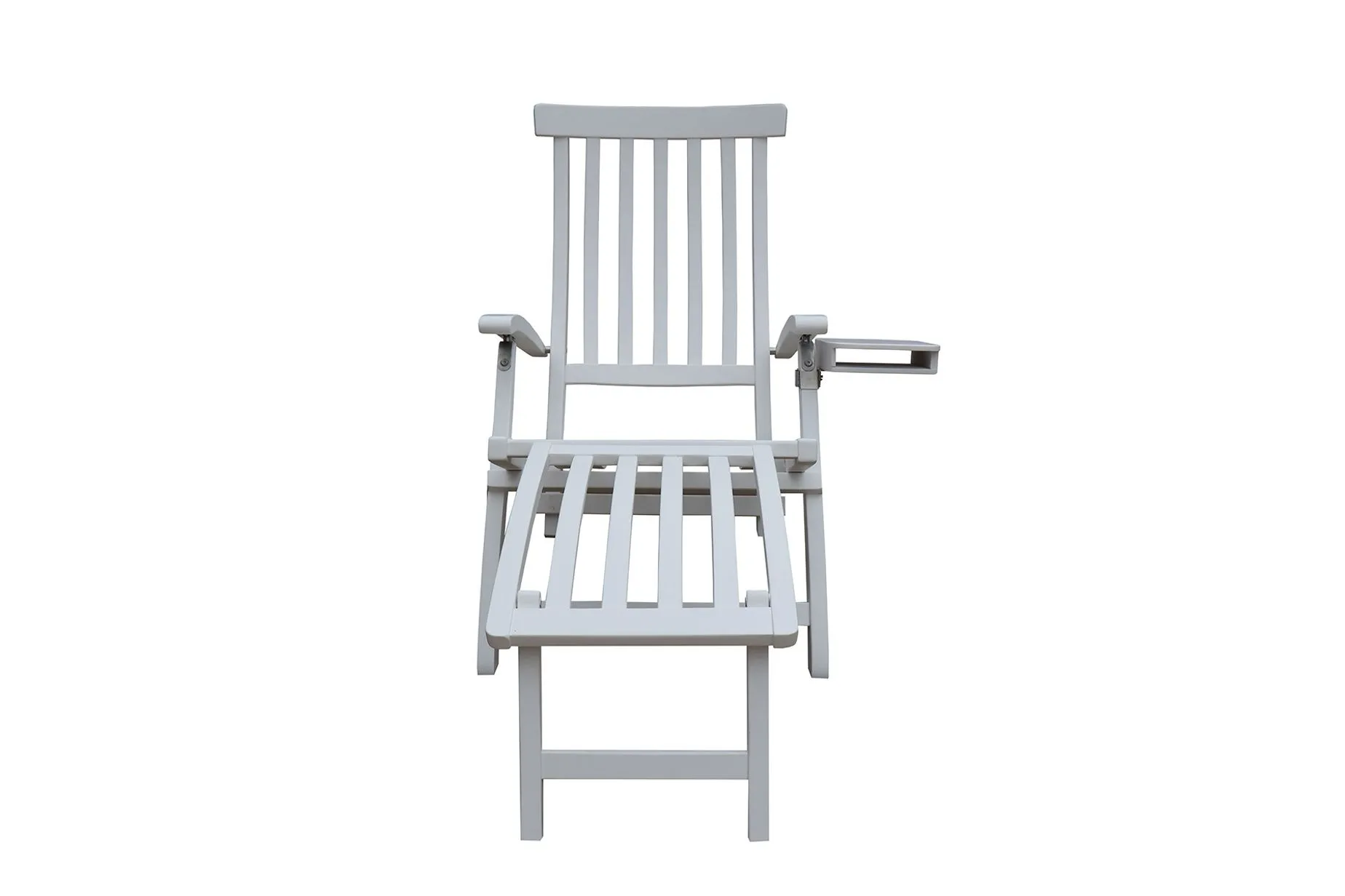 Lobby däckstol Vit inkl. bricka & regnskydd