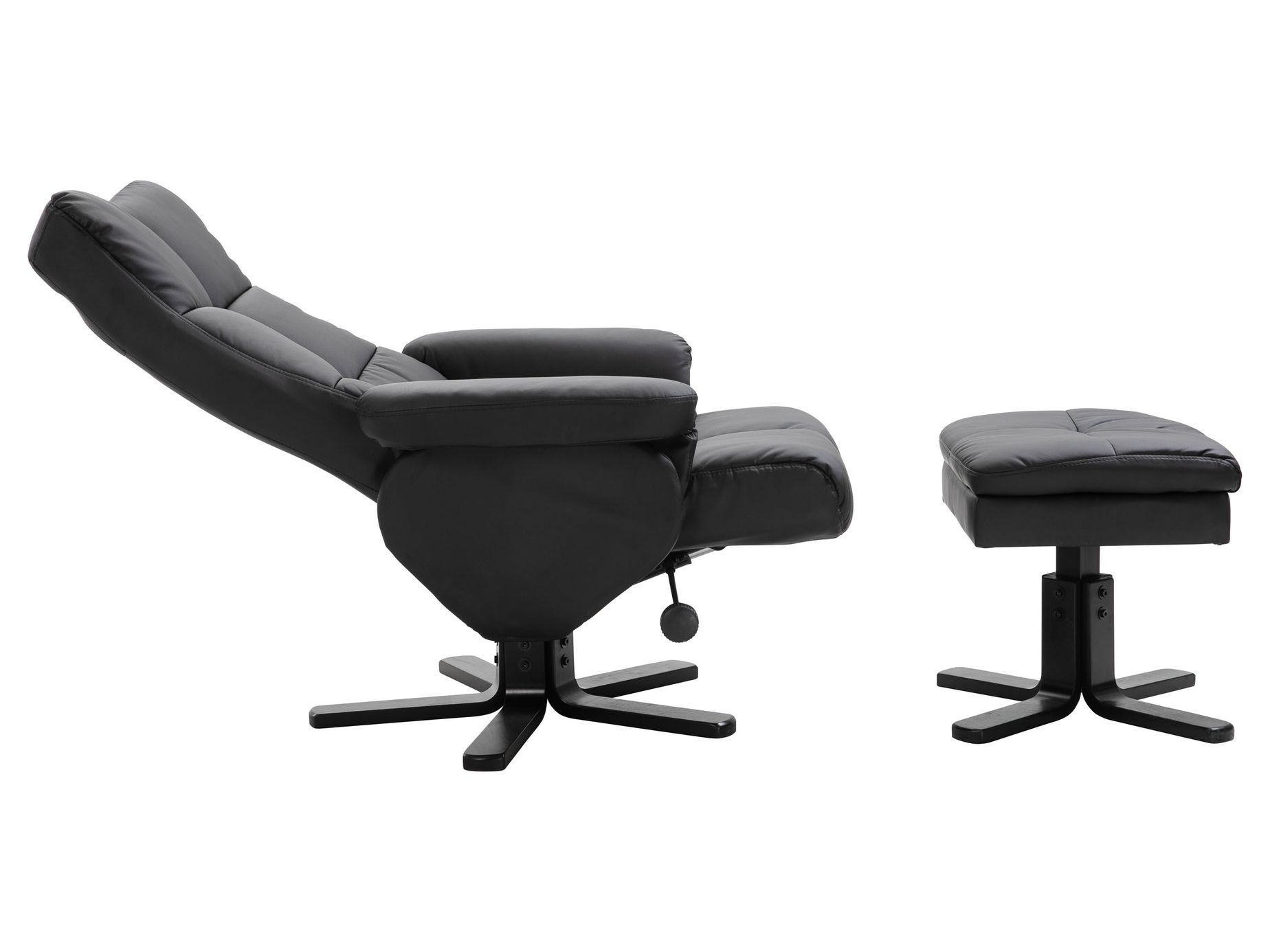 Sven hvilestol med fodskammel, sort