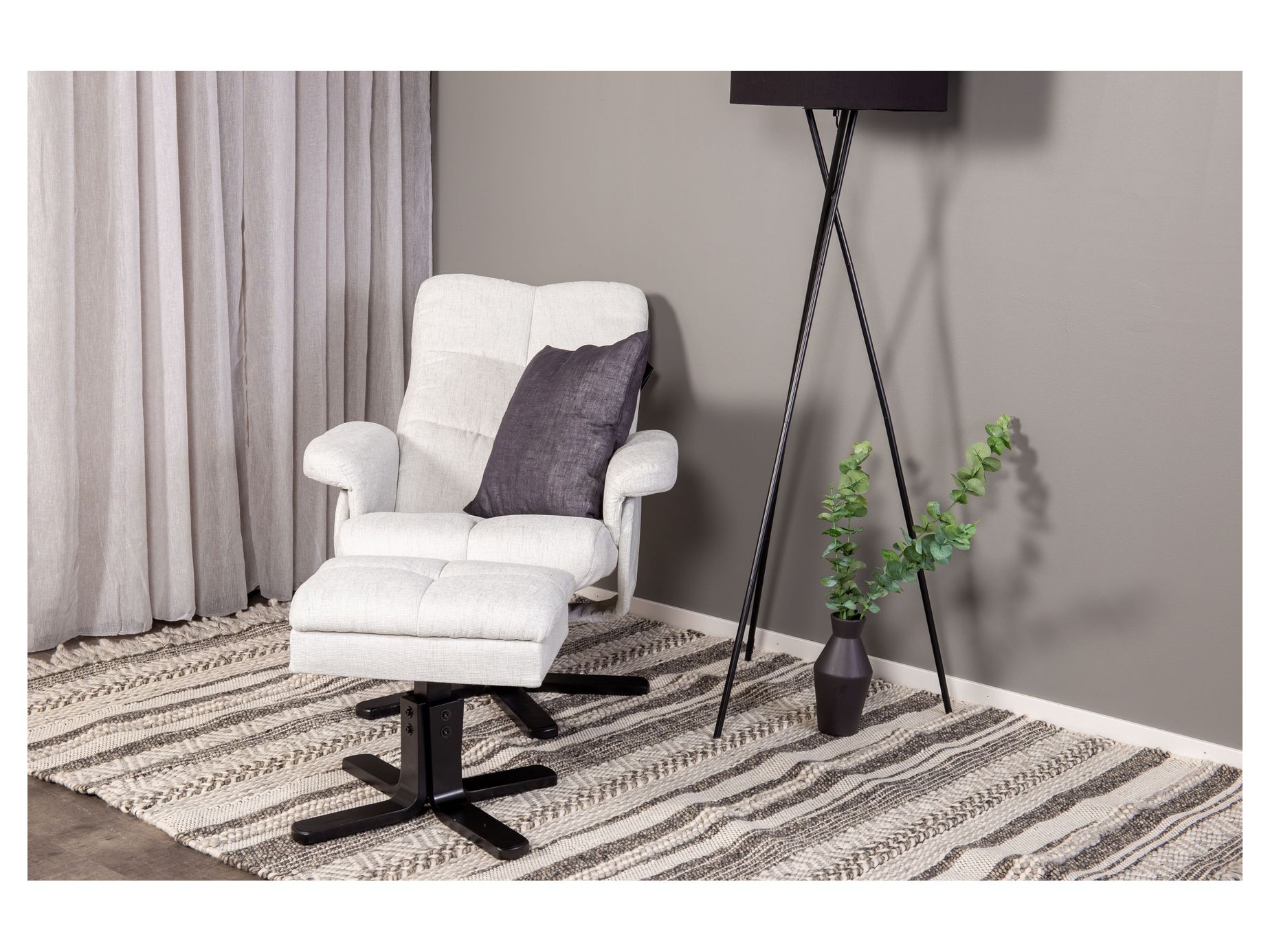 Sven hvilestol med fodskammel, grå