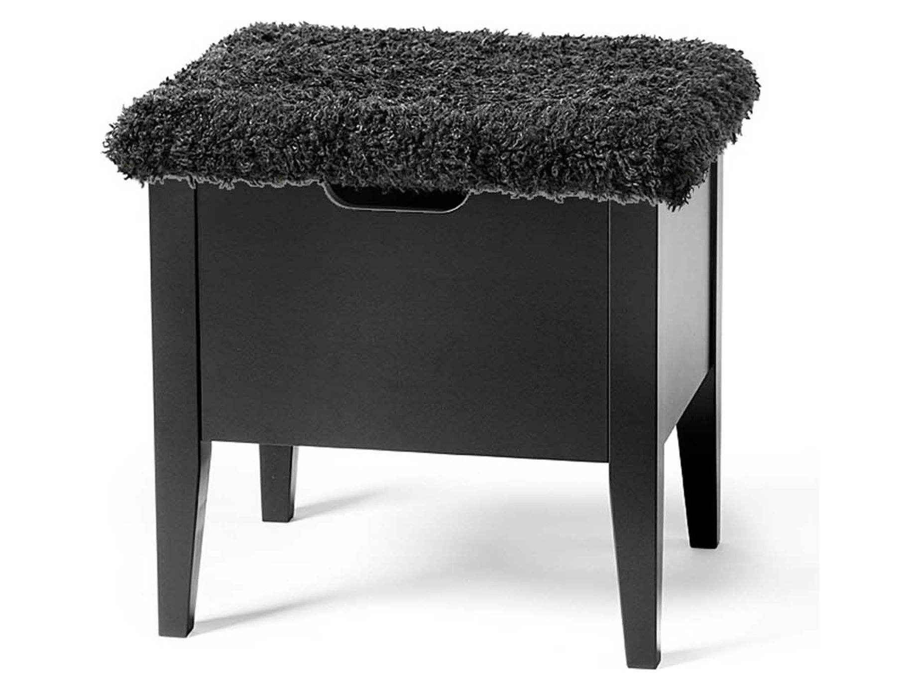 KLINTE bänk 45 cm svartlack med fårpäls