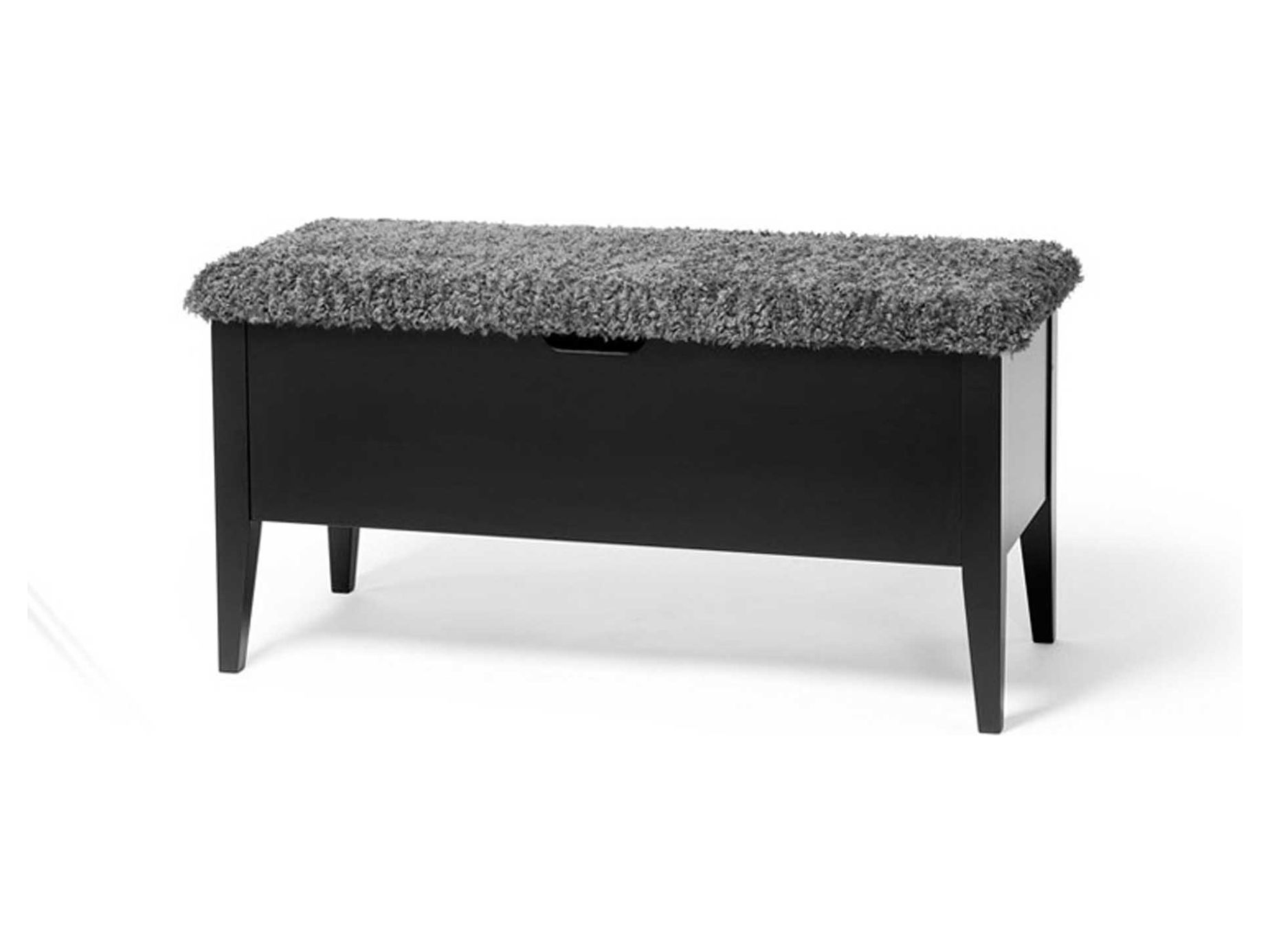 KLINTE bänk 90 cm svartlack med fårpäls