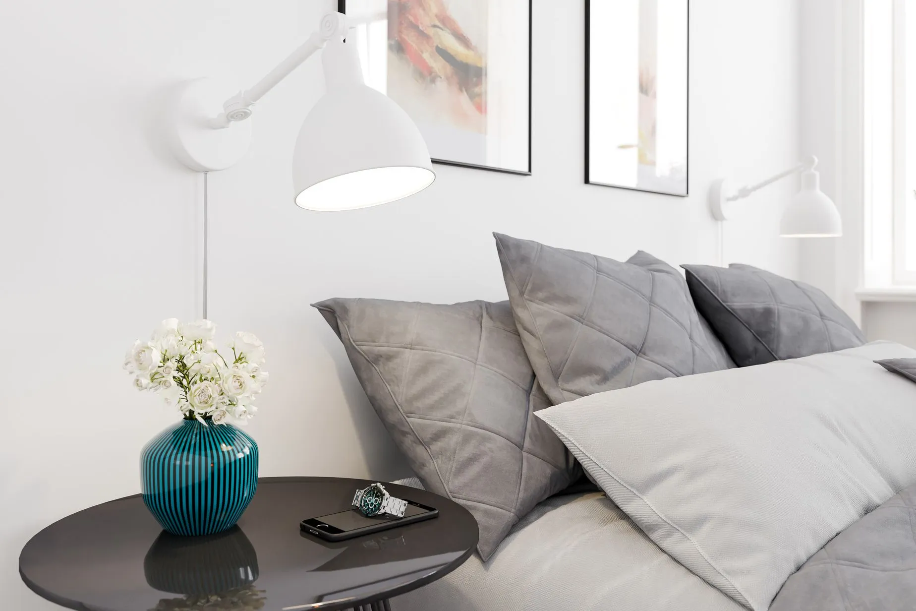 Bazar mini vägglampa Grå