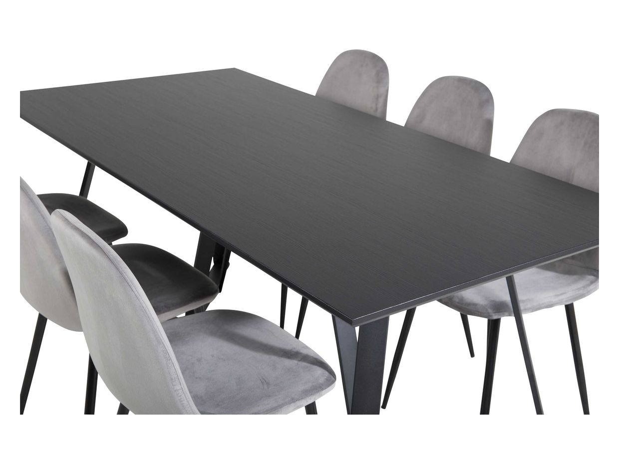 Köp Marina & Polar spisegruppe - Svart/grå 6 st stoler & bord 180 x 90 ...