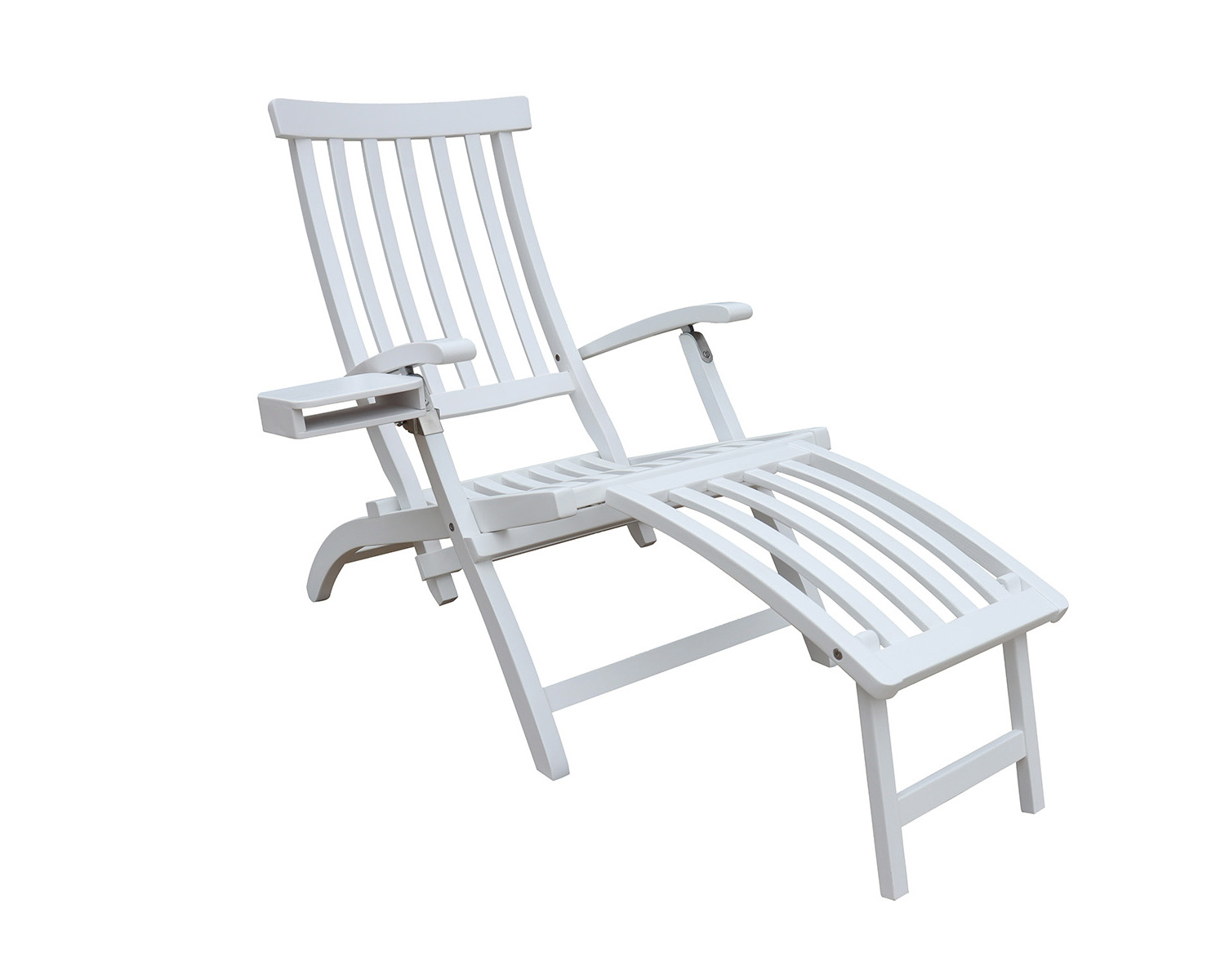 Lobby däckstol Vit inkl. bricka & regnskydd