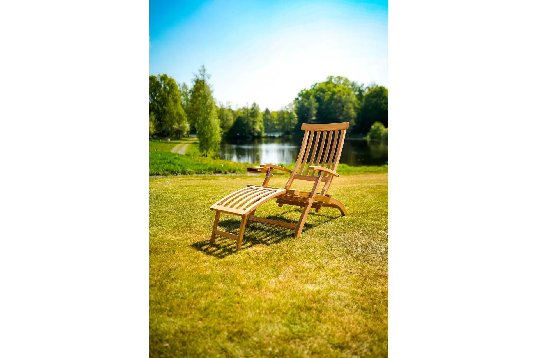 Lobby däckstol Teak inkl. bricka & regnskydd