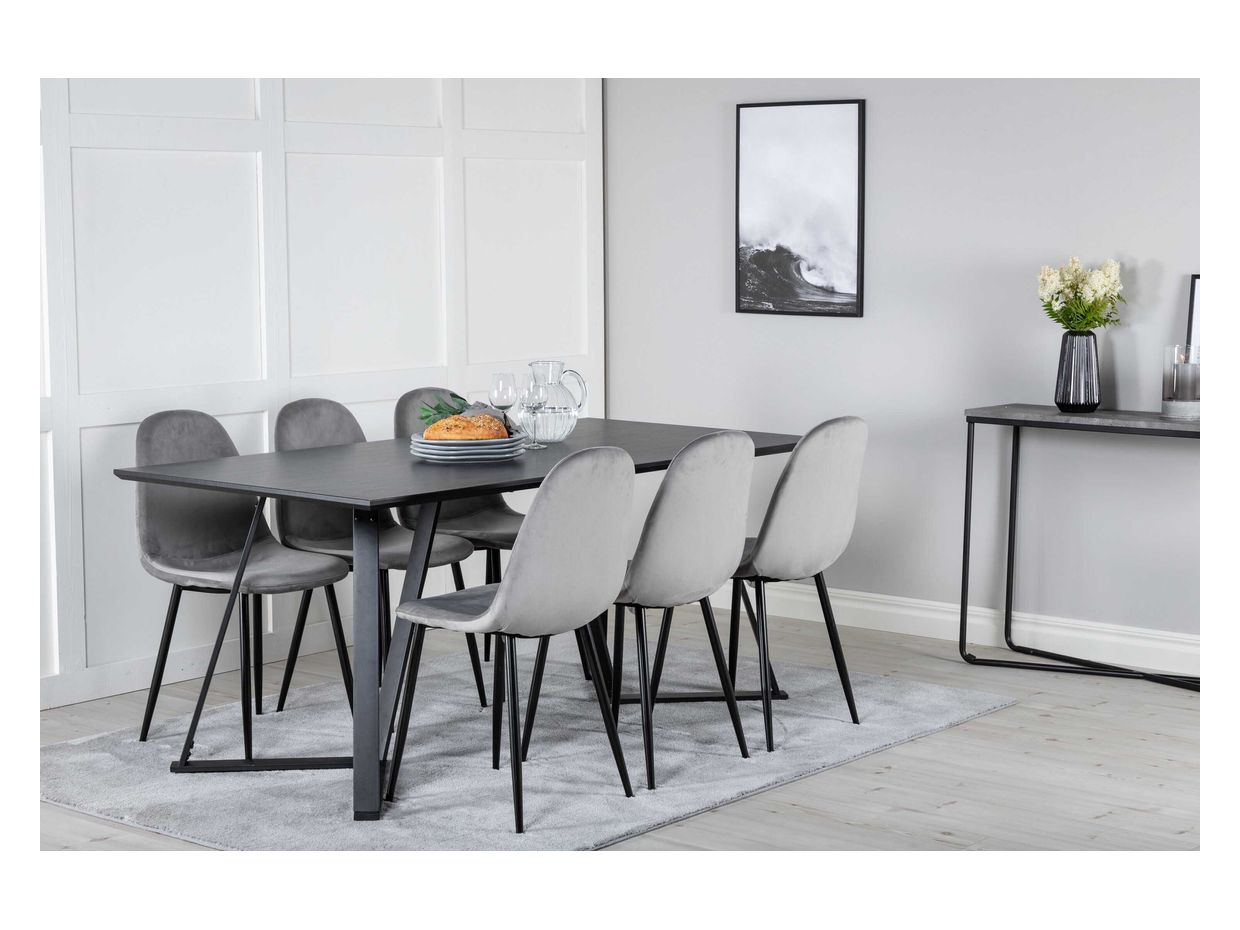 Köp Marina & Polar spisegruppe - Svart/grå 6 st stoler & bord 180 x 90 ...