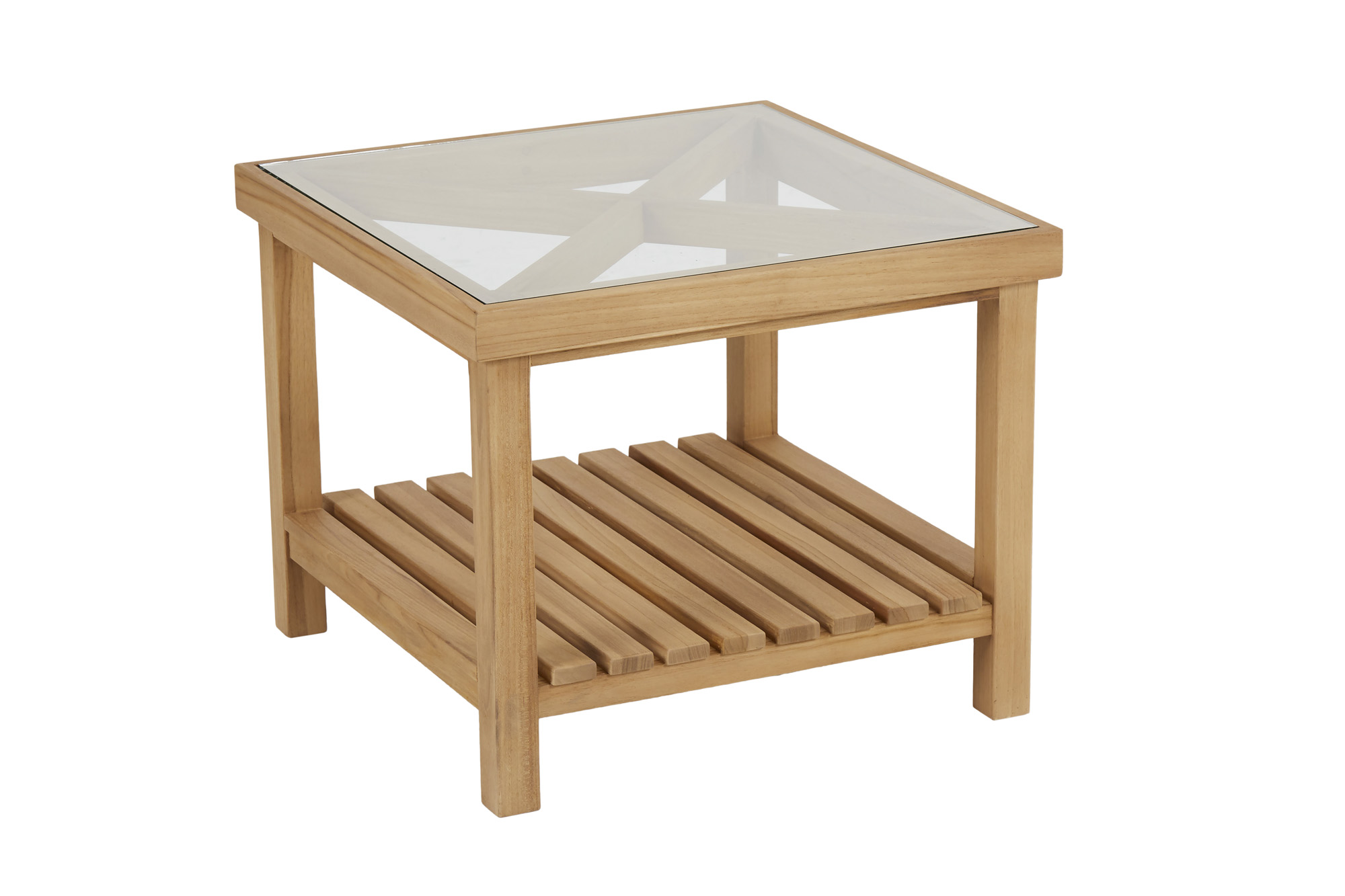 Brafab Varm soffbord Teak m. glas 55 x 55 cm