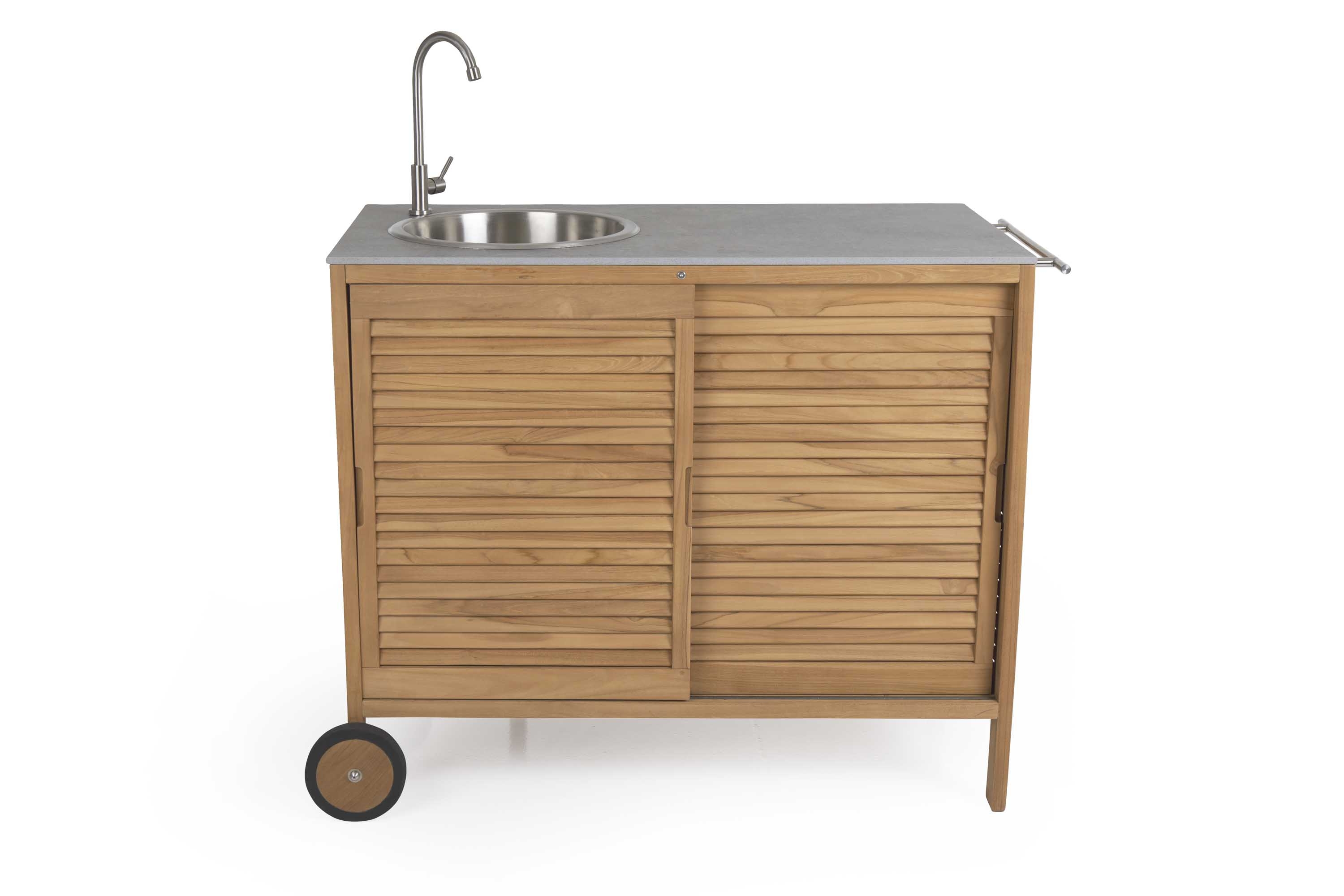 Brafab Figalia utekök Teak/grå marmorlook 124 x 67 cm