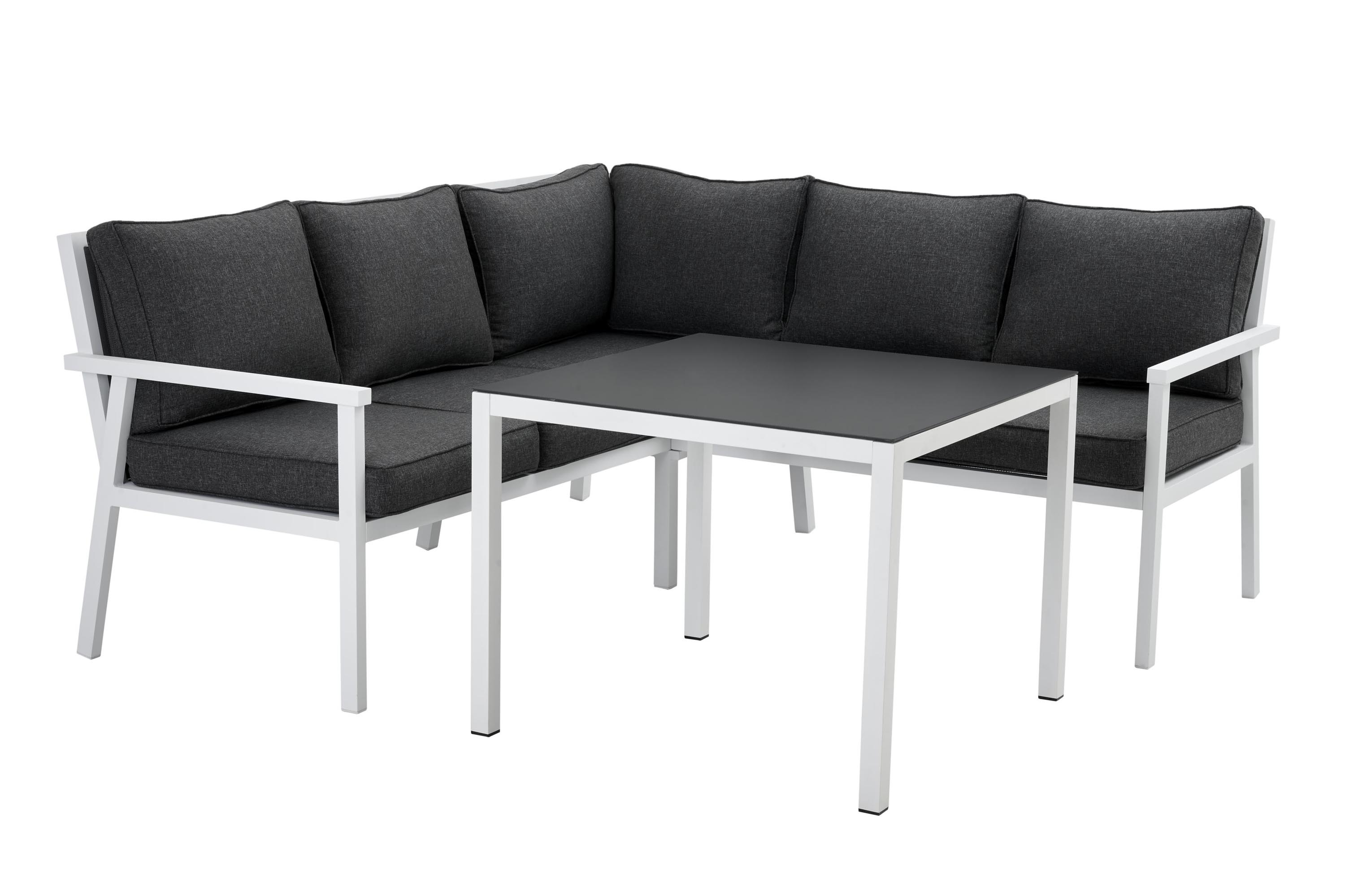 Brafab Rana soffgrupp Vit med antracit dyna 195 x 195 cm