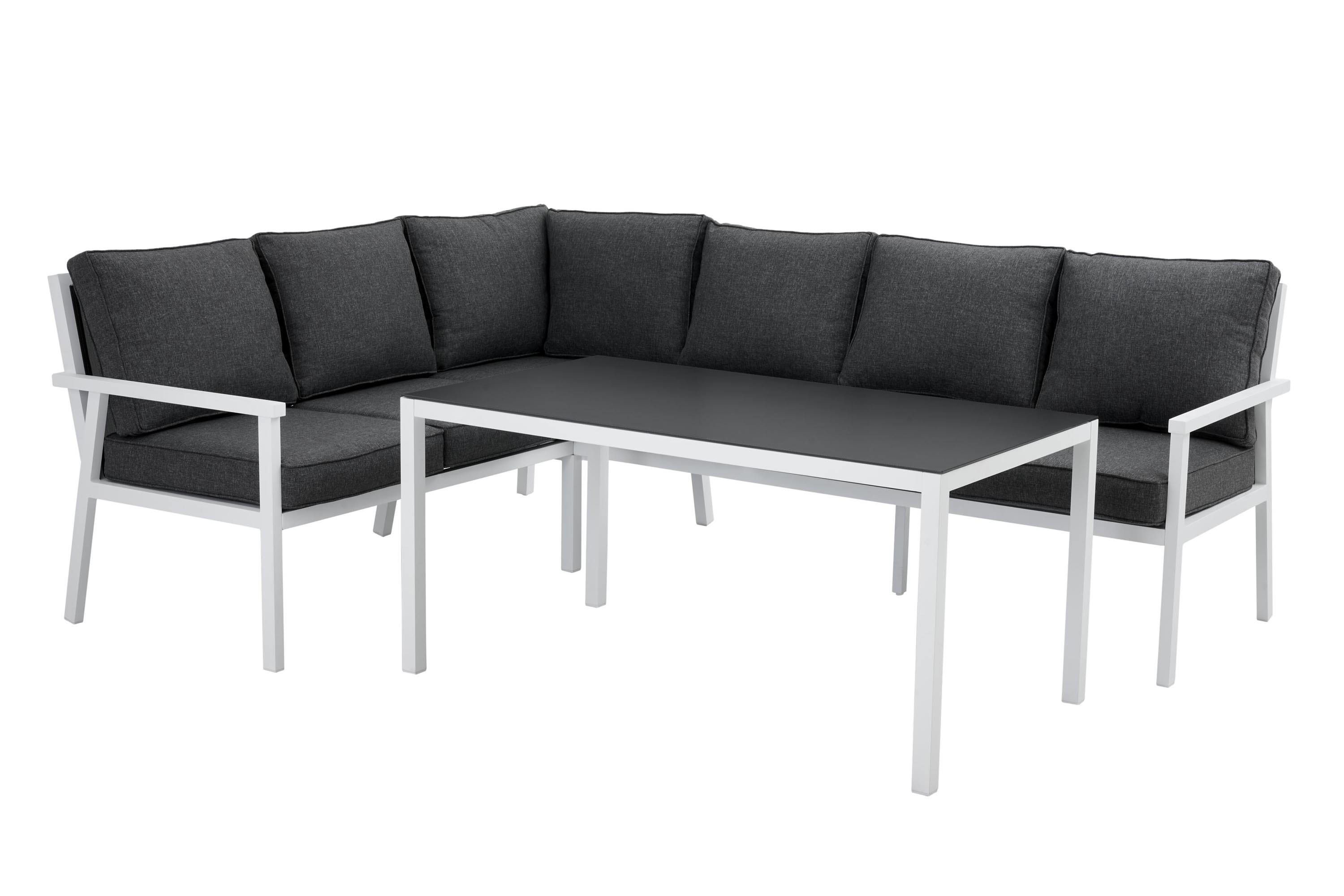Brafab Rana soffgrupp Vit med antracit dyna 195 x 252 cm