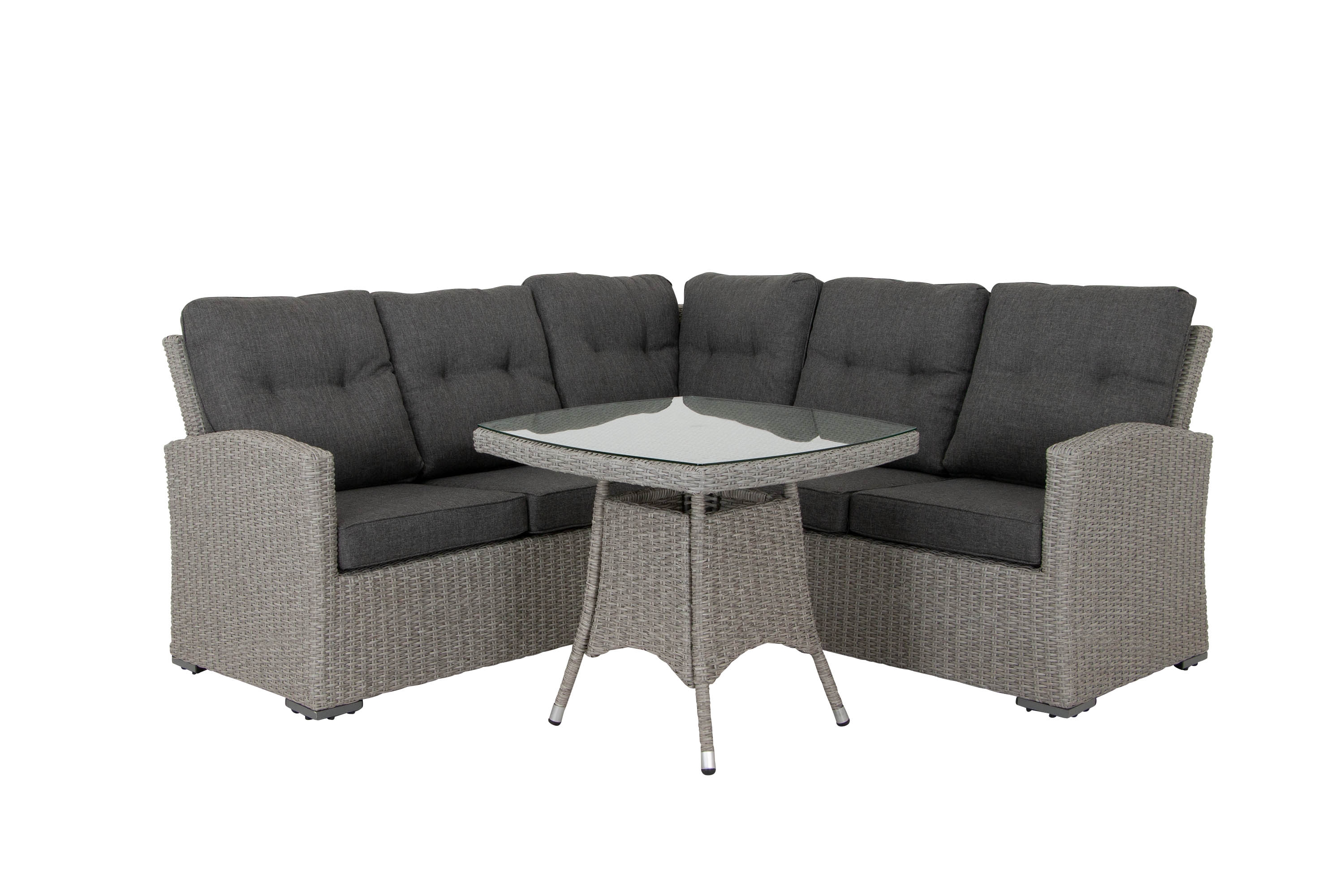 Brafab Ashfield soffgrupp Grå med grå dyna 2 st 2-sitsavslut, hörn & bord 80x80 cm