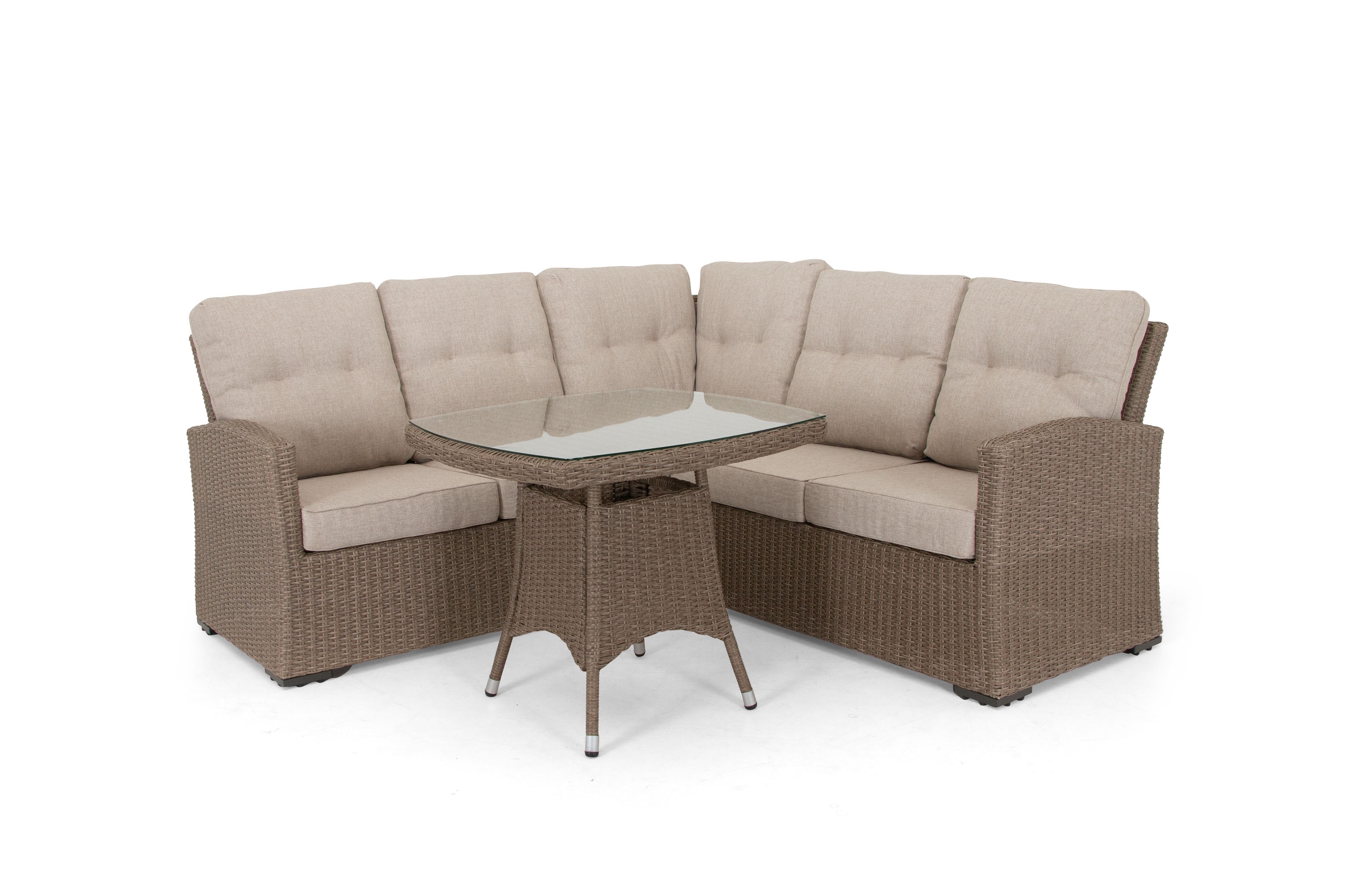 Ashfield sofagruppe Beige med beige pute 2 st 2-seter ende, hjørne & bord 80x80 cm Brafab