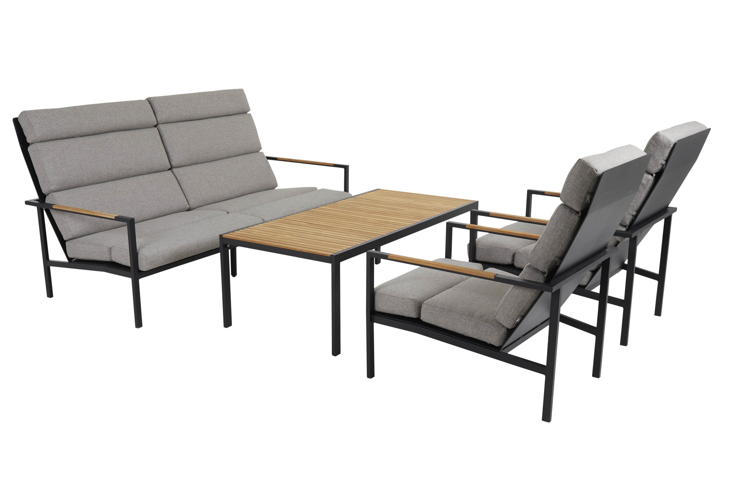 Brafab Indus soffgrupp Svart med beige dyna2 st 3-sitssoffor & bord 3-sitssoffa, 2 fåtöljer & bord