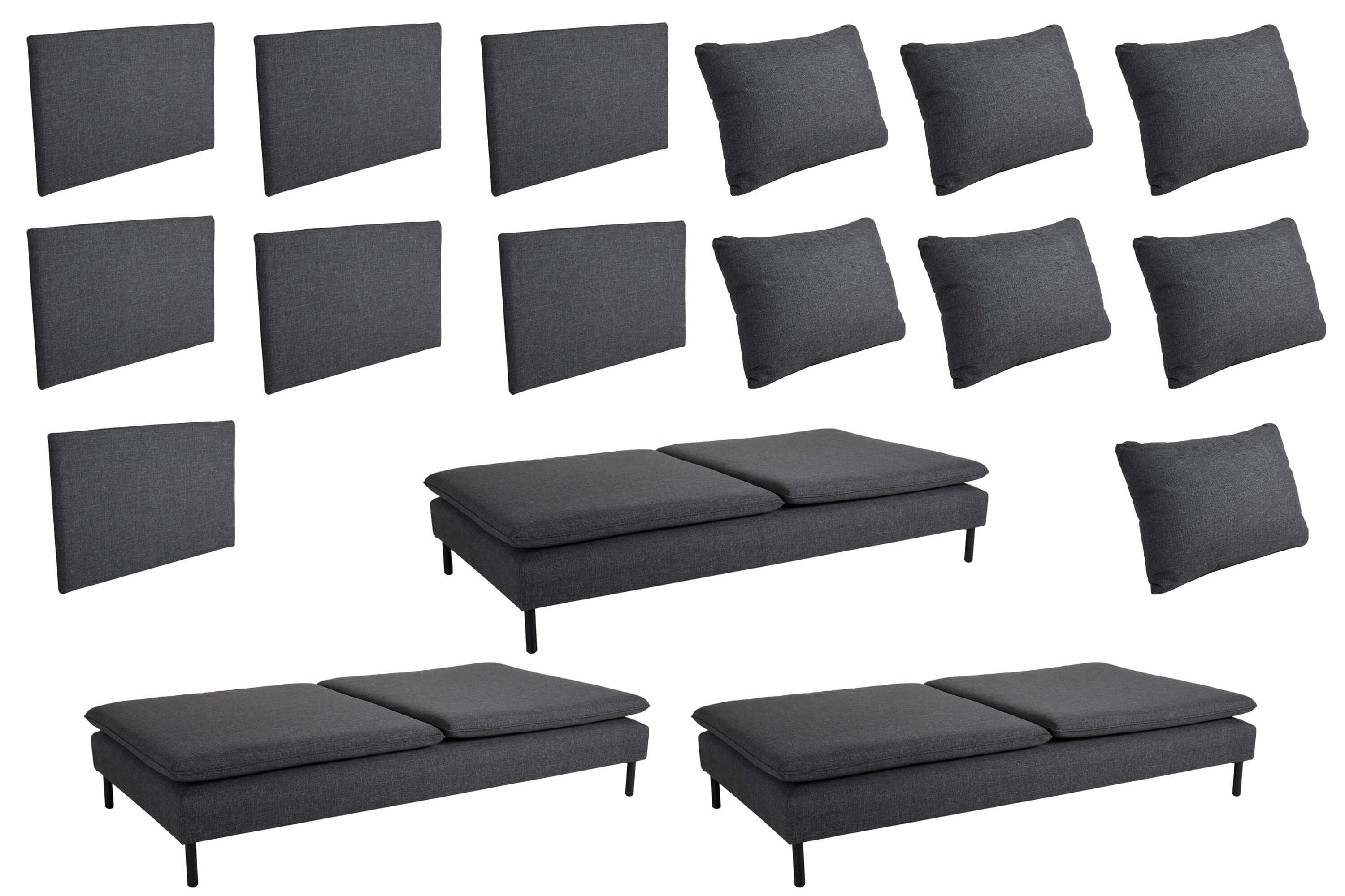 Brafab Callisto soffgrupp Svart med grå dyna 2 st 2-sitsmoduler & 2 sitsmodul