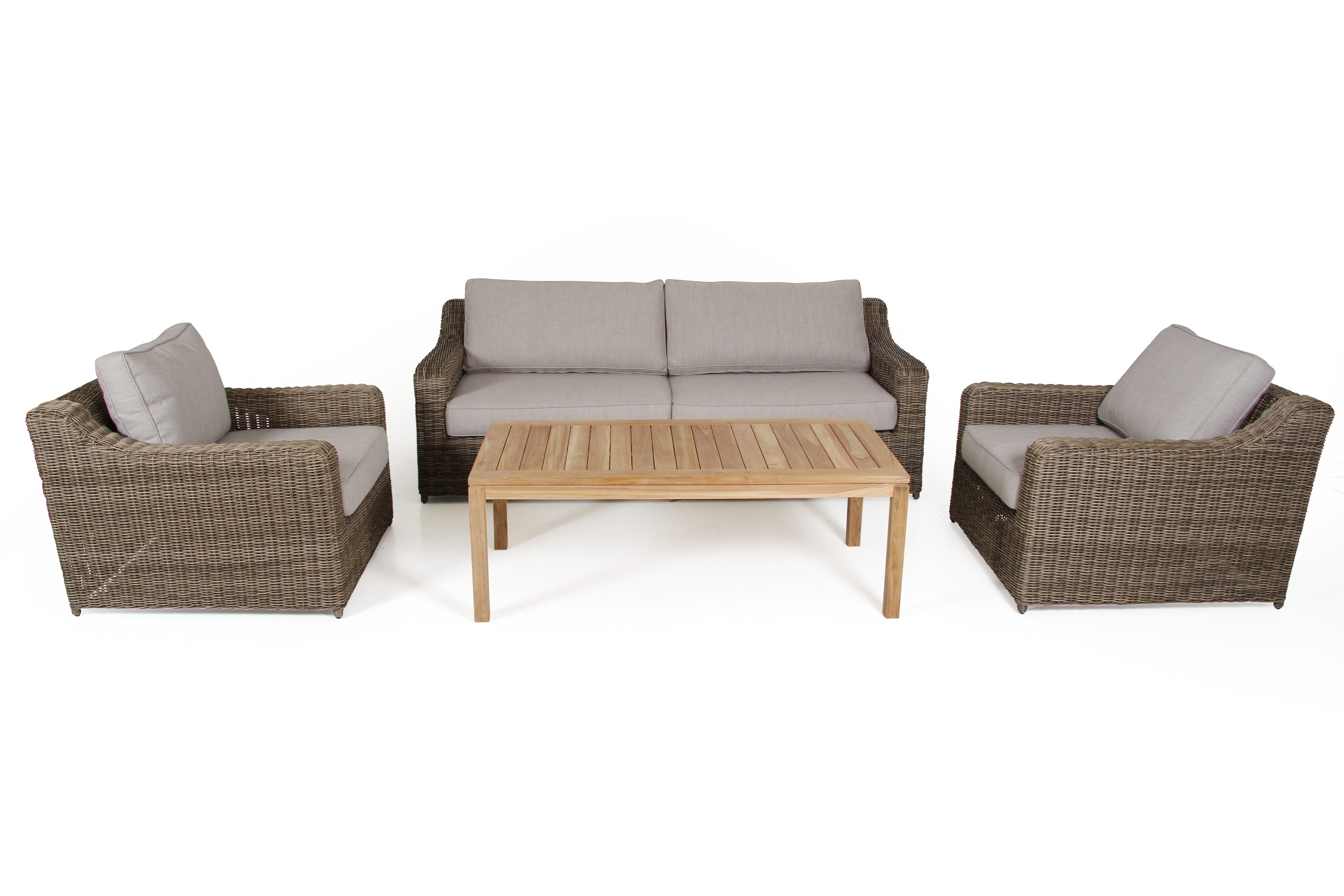 Brafab Glendon soffgrupp Rustik med beige dyna 3-sitssoffa & 2 fåtöljer