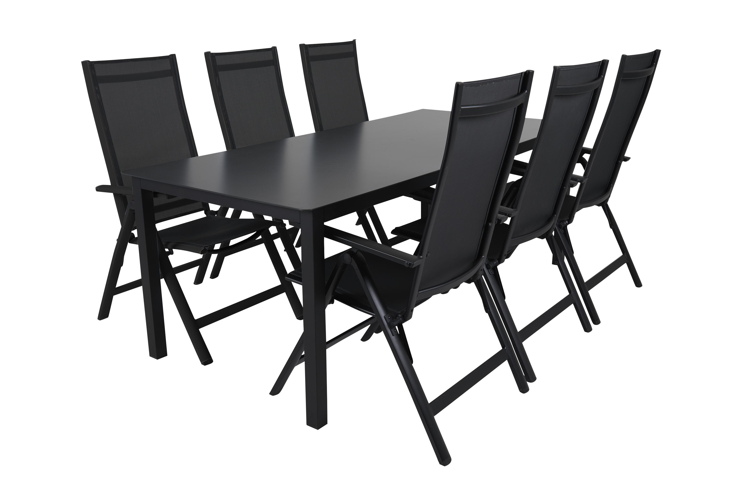 Brafab Rana matgrupp Svart/grå 6 positionsstolar & bord 200x90 cm