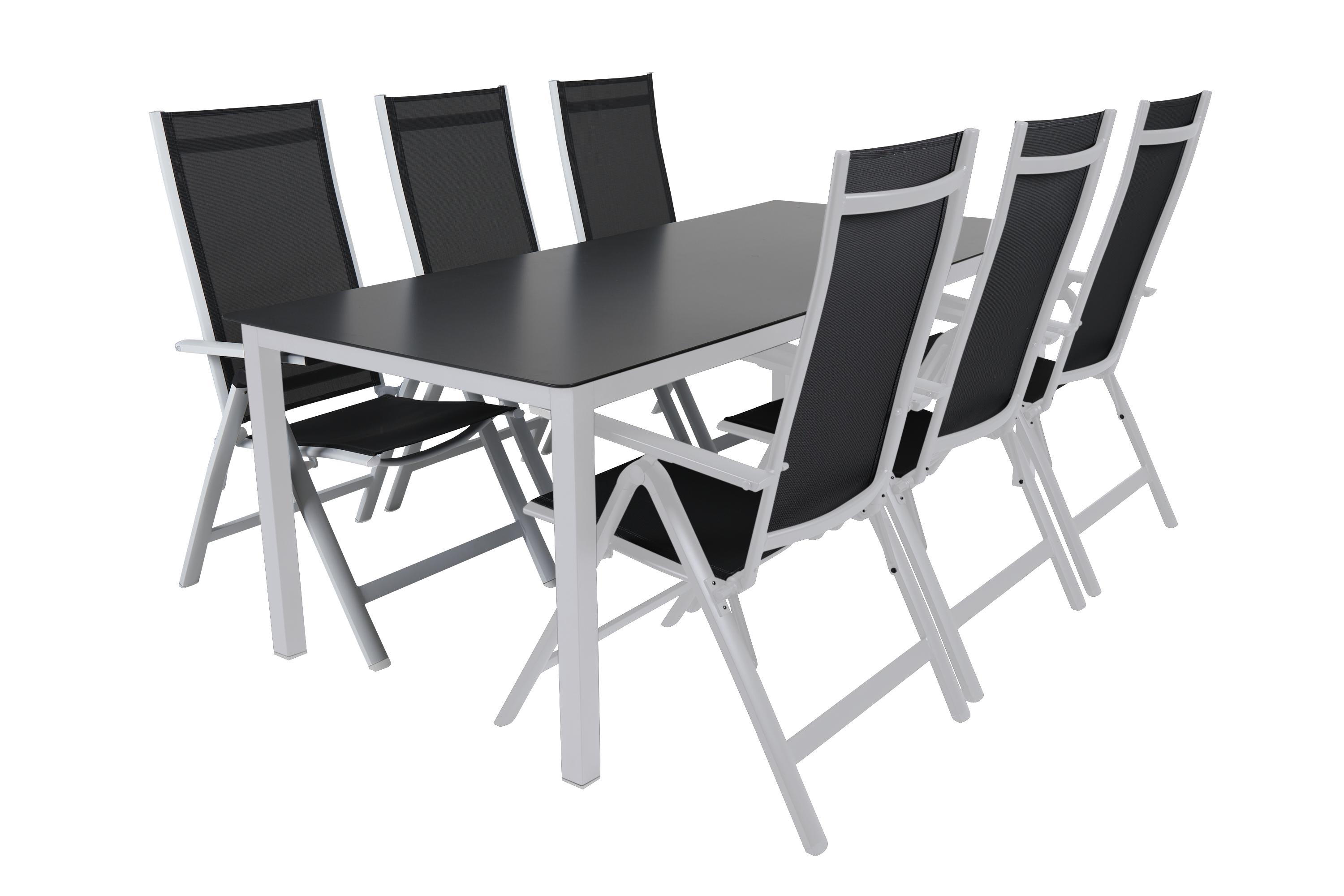 Brafab Rana matgrupp Vit/grå 6 positionsstolar & bord 200x90 cm