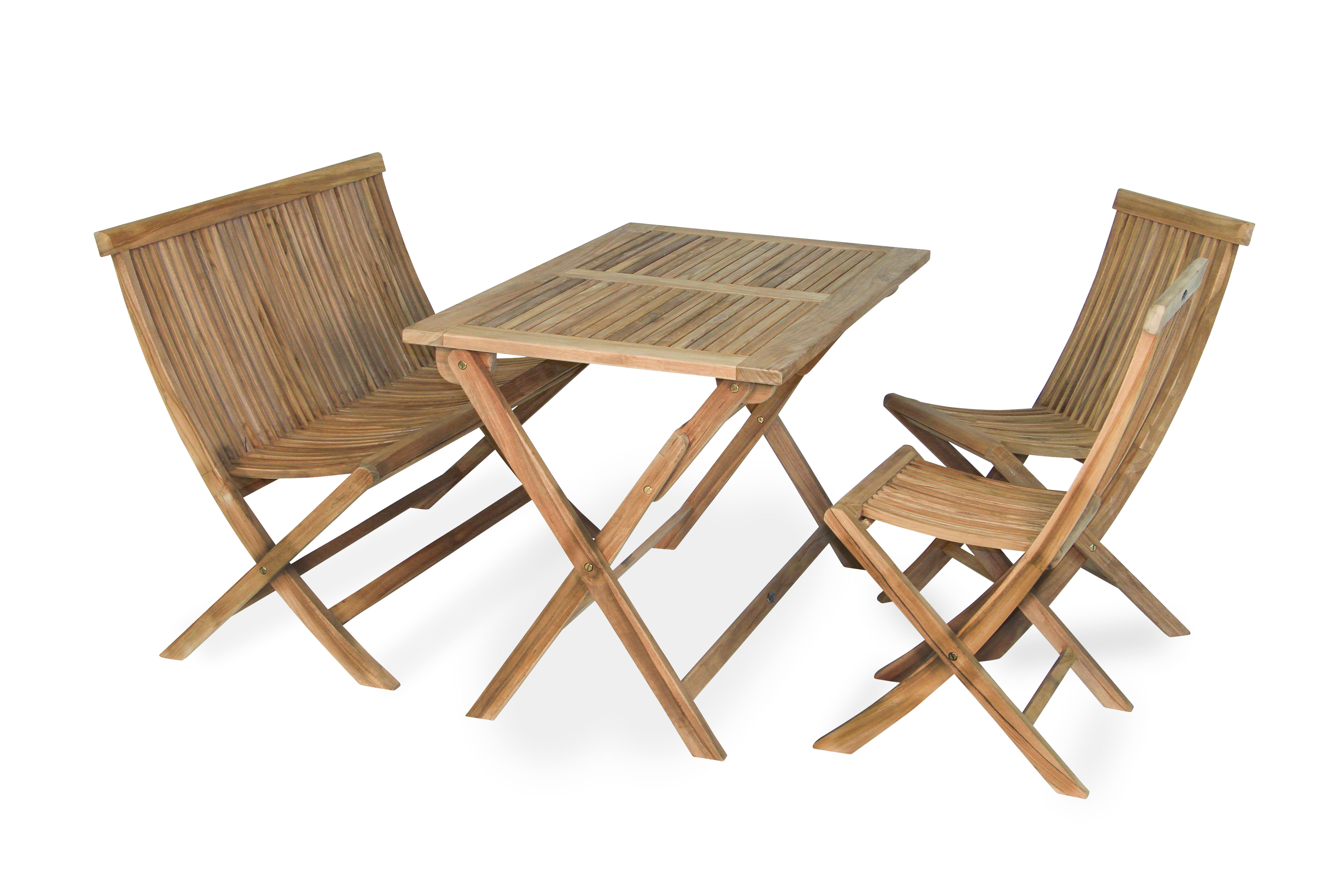 Brafab Turin matgrupp Teak 2-sitssoffa, 2 fällstolar & bord 120x70 cm