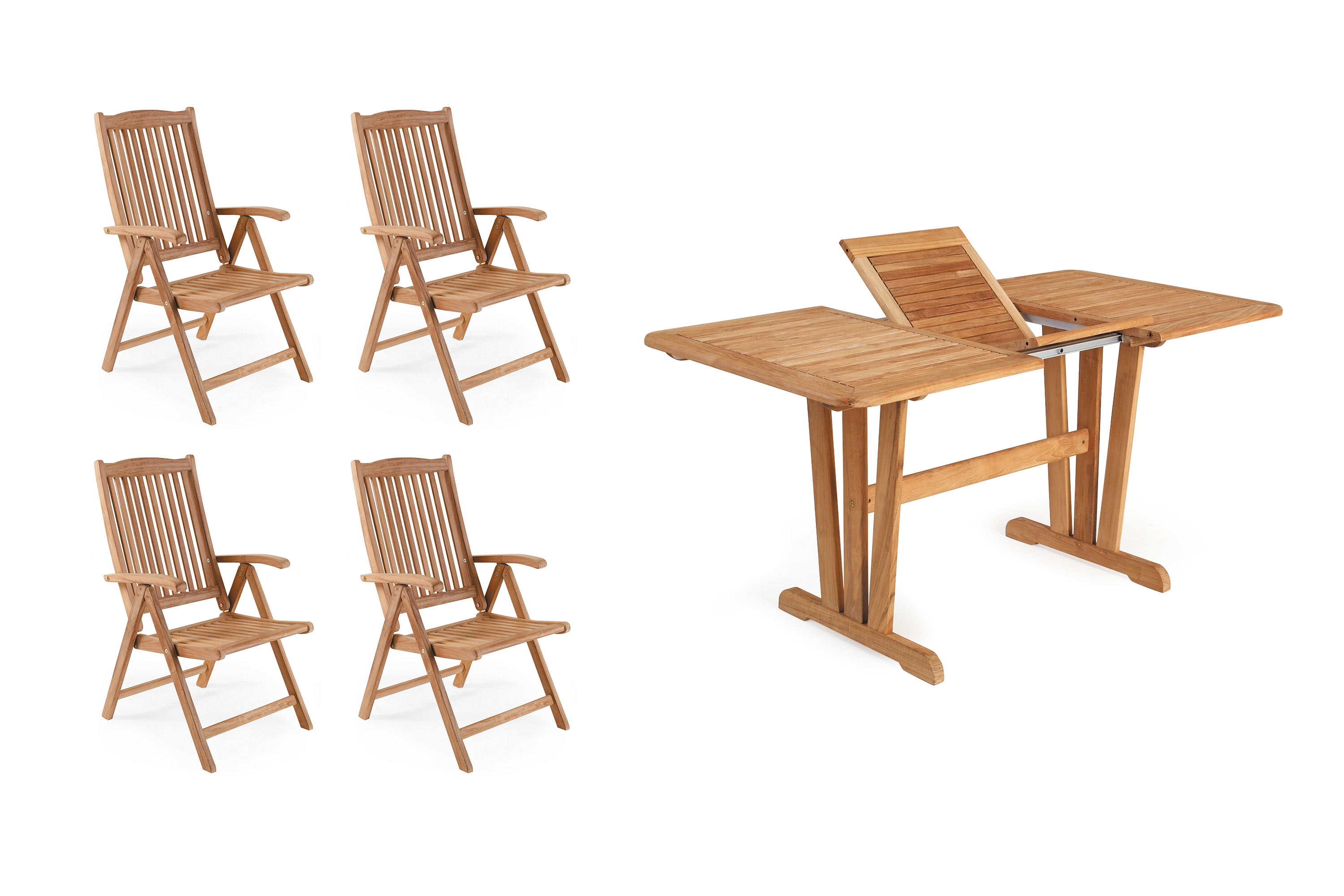 Brafab Veronica & Cornelia matgrupp Teak 4 positionsstolar & bord 185x90 cm