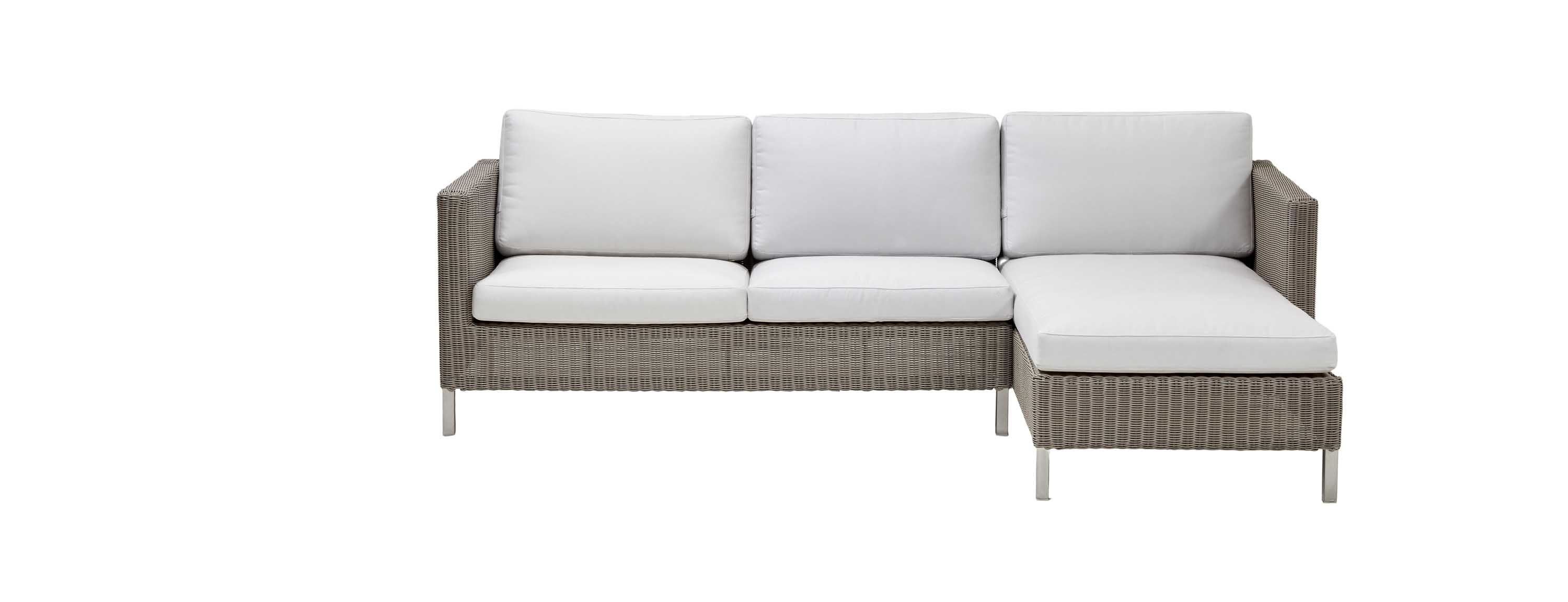 Cane-line Connect soffgrupp Taupe med vita dynor 1 st 2-sitsavslut & schäslong