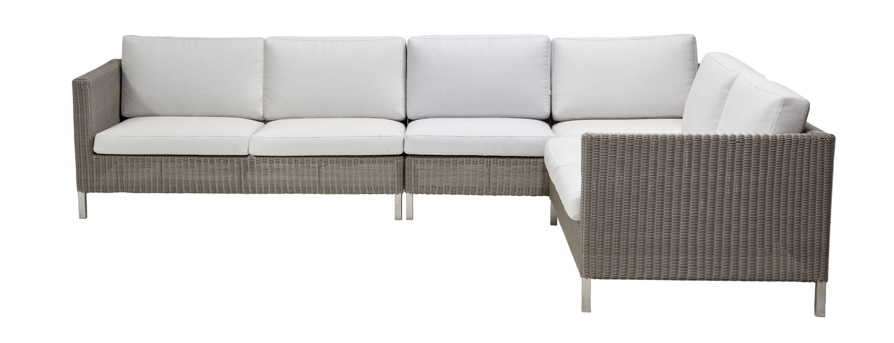 Cane-line Connect soffgrupp Taupe med vita dynor 2 st 2-sitsavslut, hörn & mitt