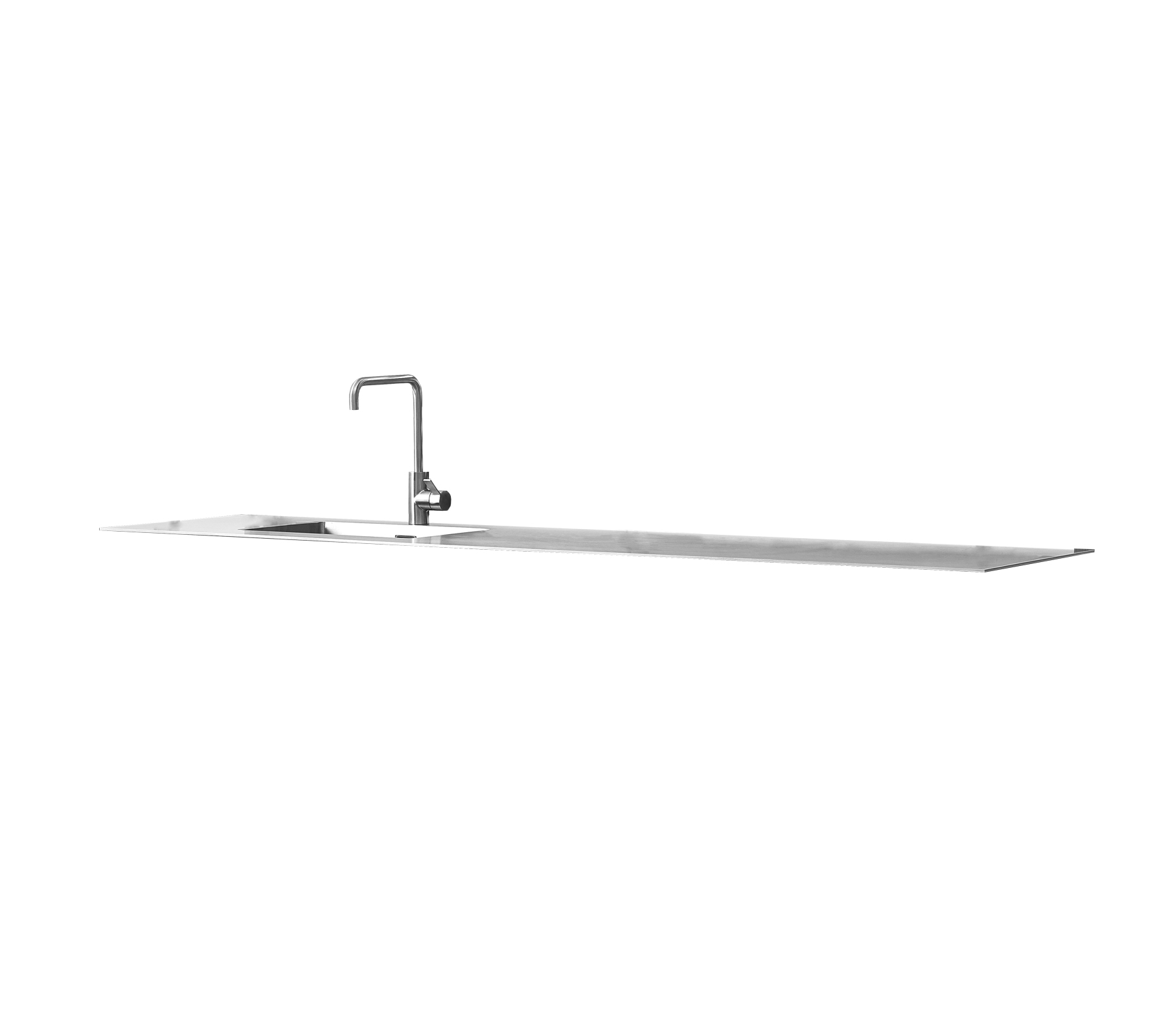 Cane-line Drop bänkskiva med diskho/kran Stainless steel 200 x 50 cm