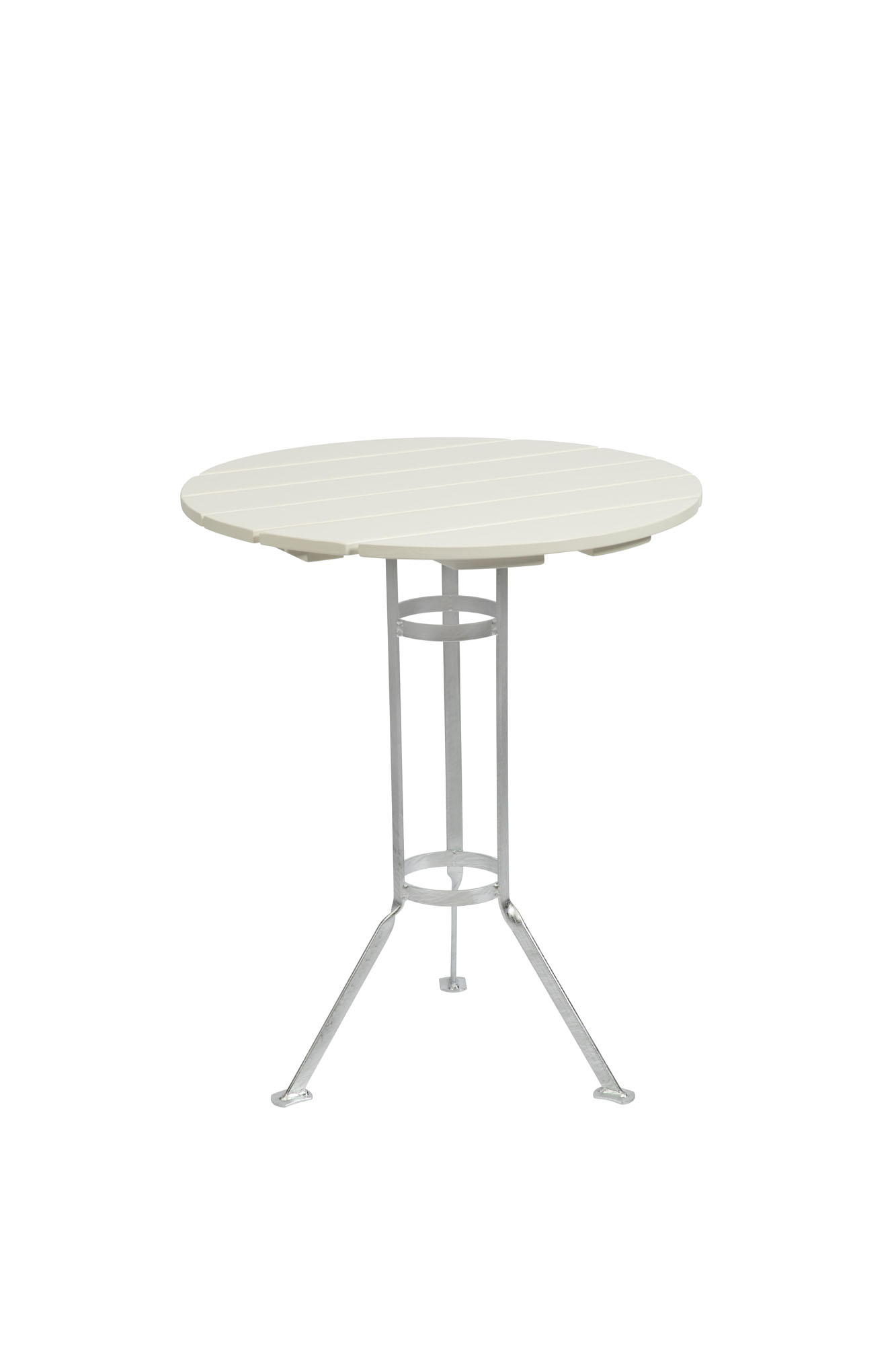 Bryggeri trefotsbord Vitlackad ek/galvat 60 cm Grythyttan Stålmöbler - utemöbler