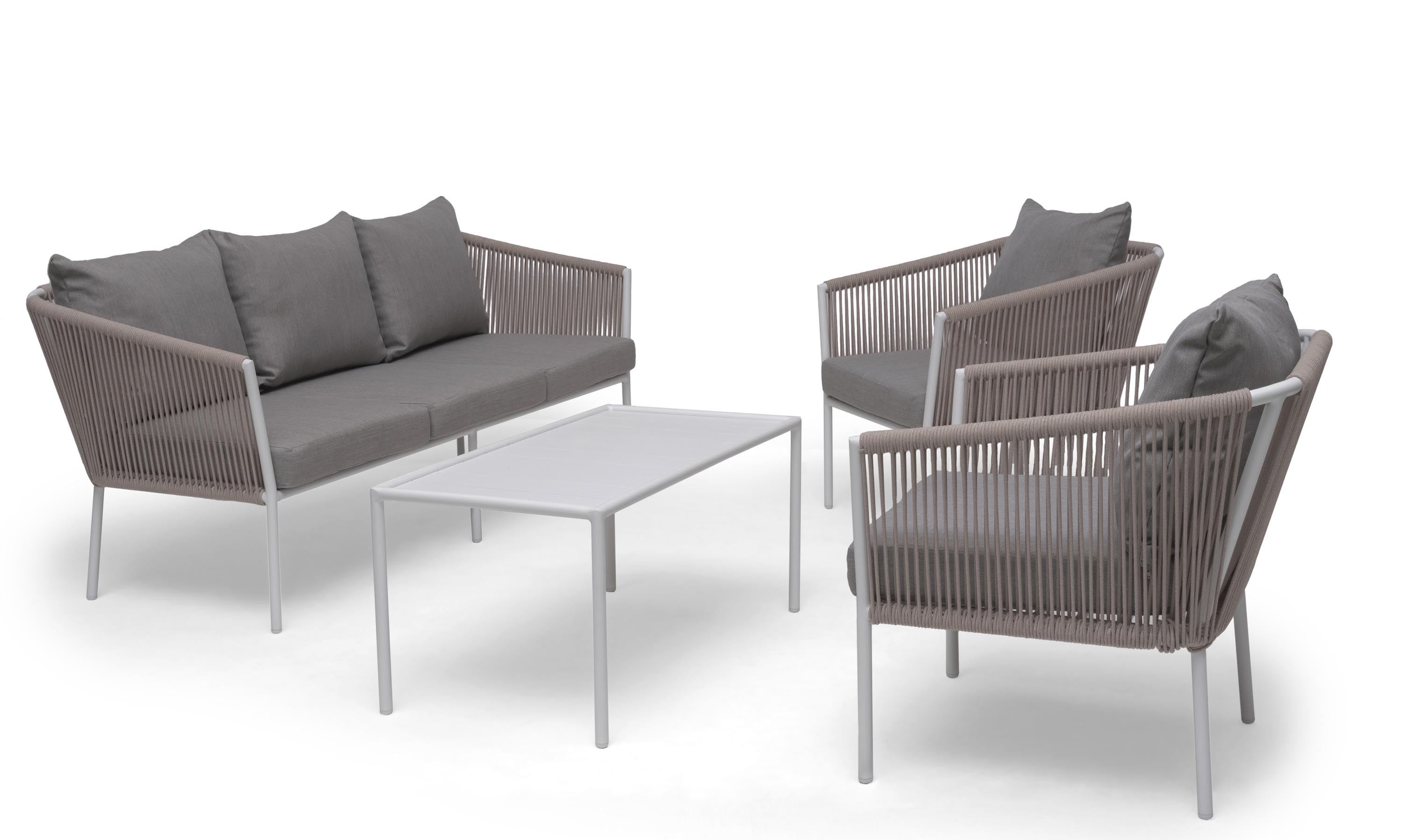 Hillerstorp Lersund soffgrupp Vit/beige 3-sitssoffa, 2 fåtöljer & bord