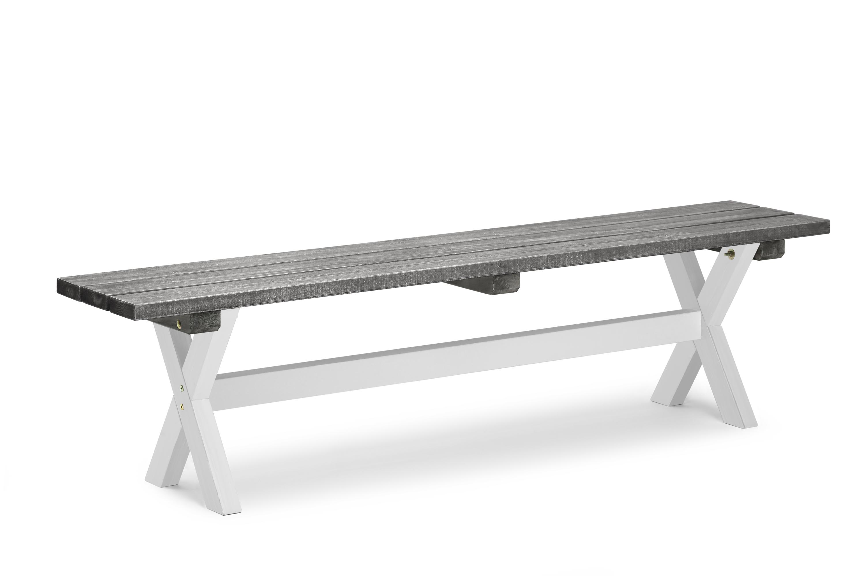 Hillerstorp Shabby Chic bänk Grå/vit 40 x 180 cm