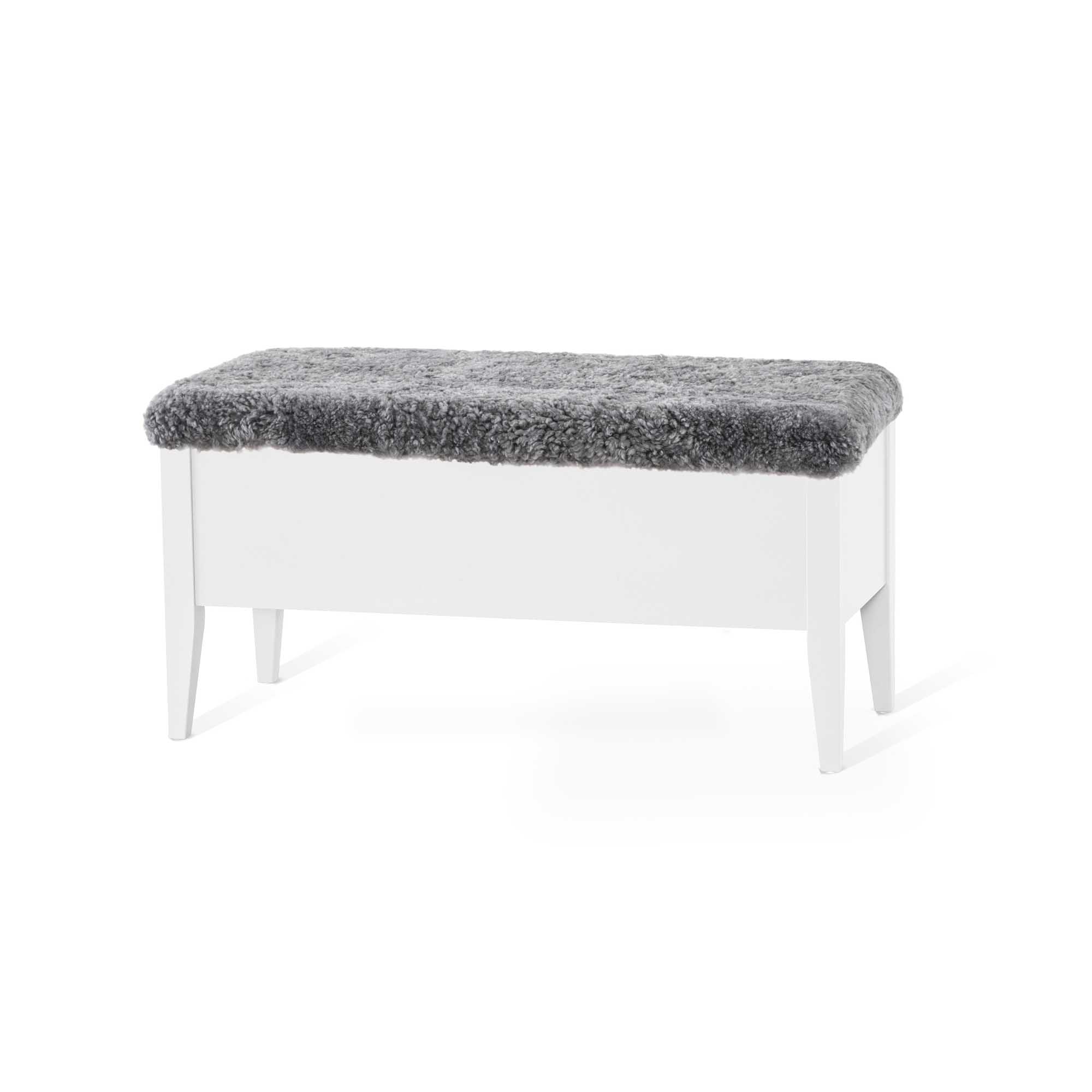 Torkelson Klinte bänk Vitlack/fårskinn 90 cm