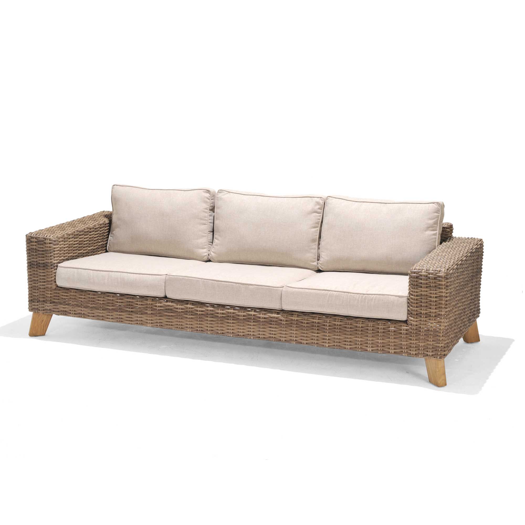 Lifestyle Garden Bahamas 3-sitssoffa Teak/natur med beige dyna
