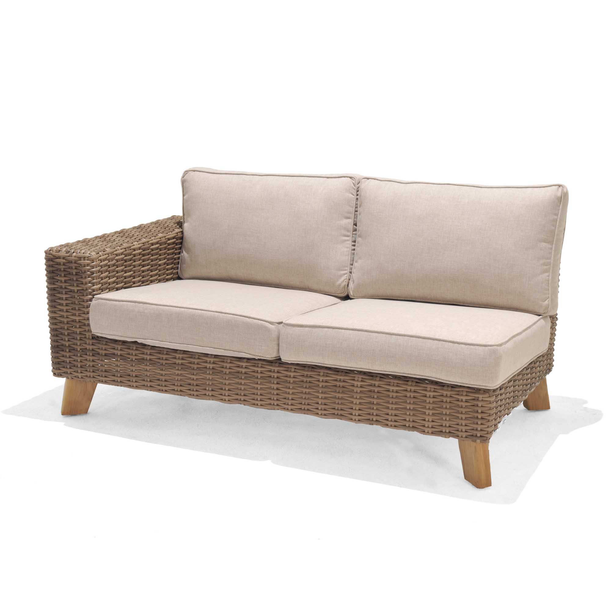 Lifestyle Garden Bahamas 2-sitsavslut Teak/natur med beige dyna