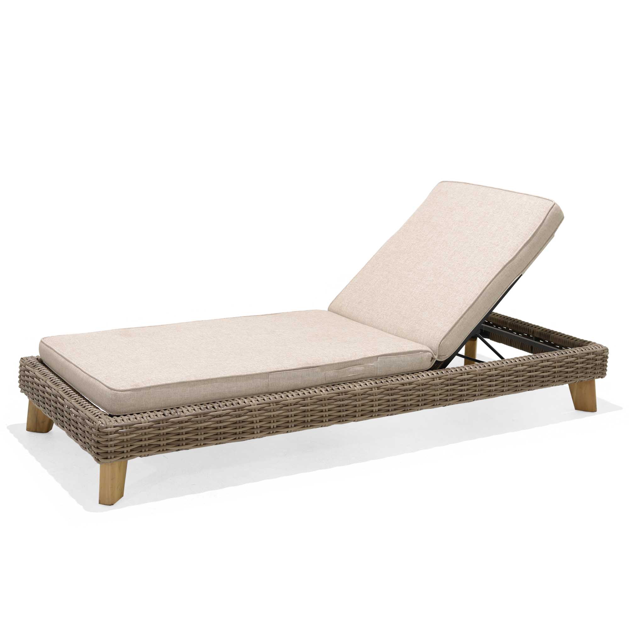 Lifestyle Garden Bahamas solsäng Teak/natur med beige dyna