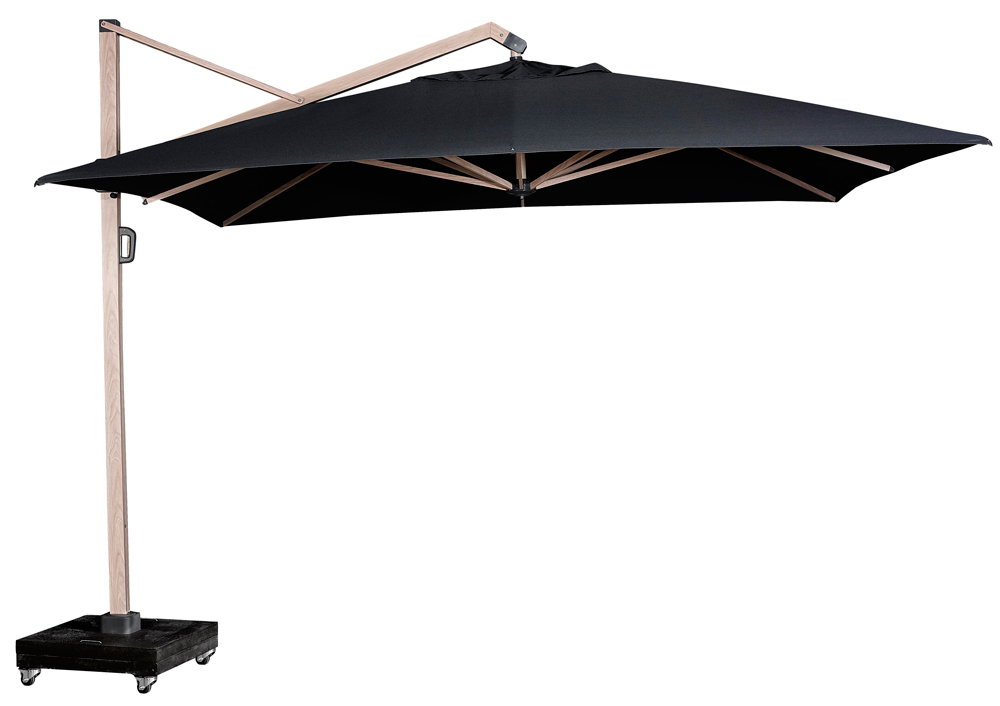 Platinum Sun & Shade Icon parasoll premium Svart/trä exkl. parasollfot 3,5 x 3,5 m