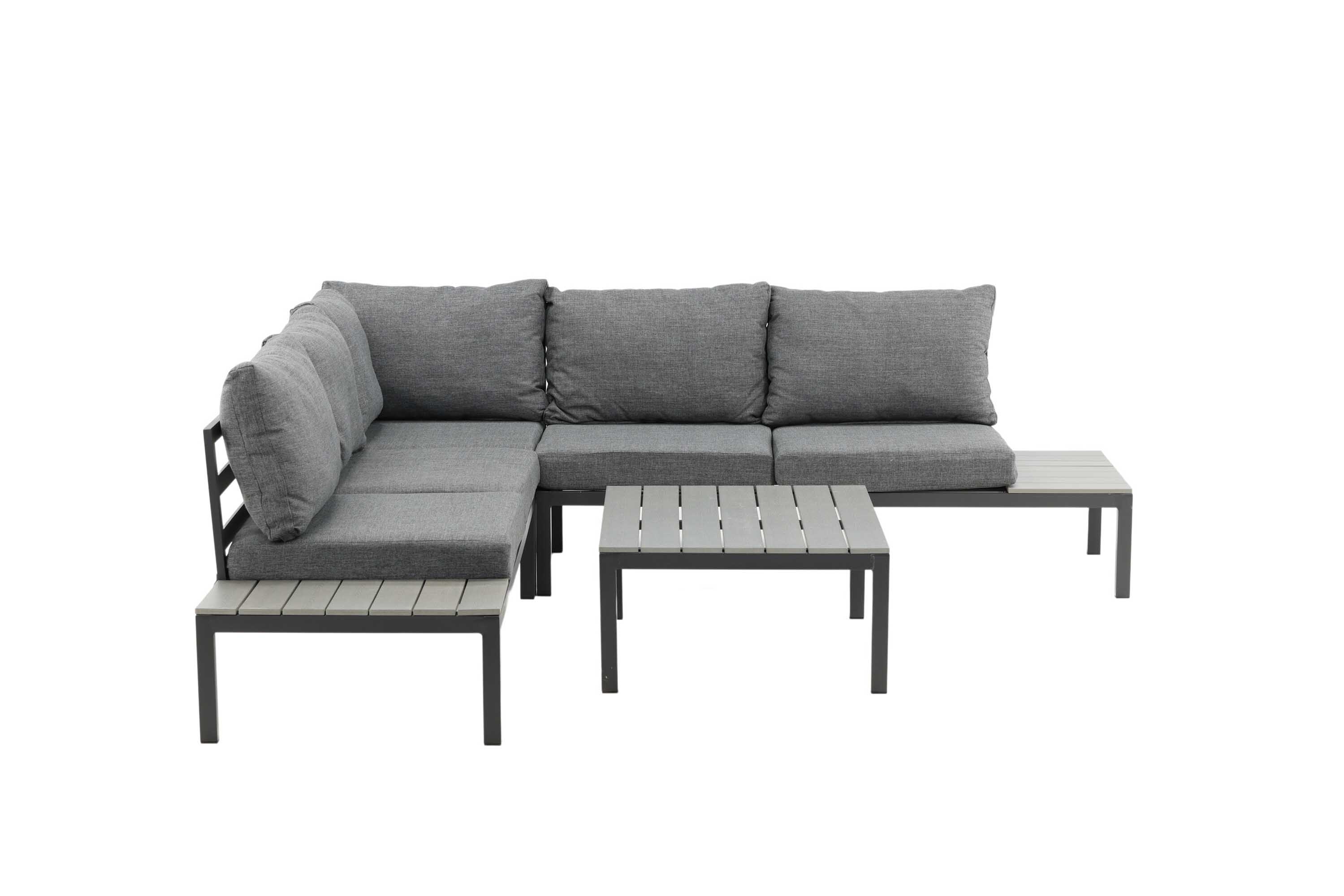Venture Design Odense soffgrupp Svart/grå 2st 2-sitsavslut, hörn & bord 90x70 cm