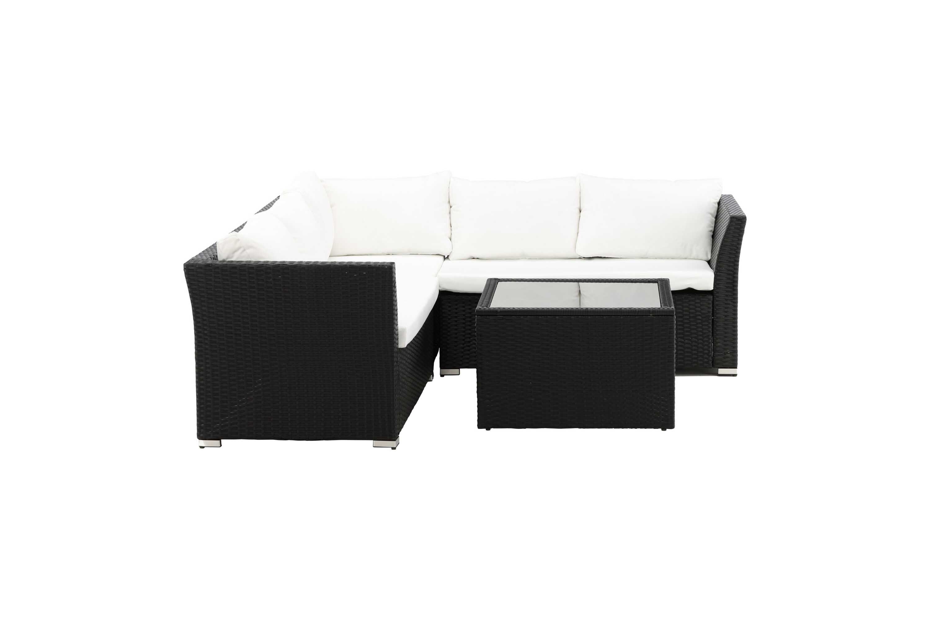 Venture Design Haiti soffgrupp Svart med vit dyna 2st 2-sitsavslut, hörn & bord 70x70 cm