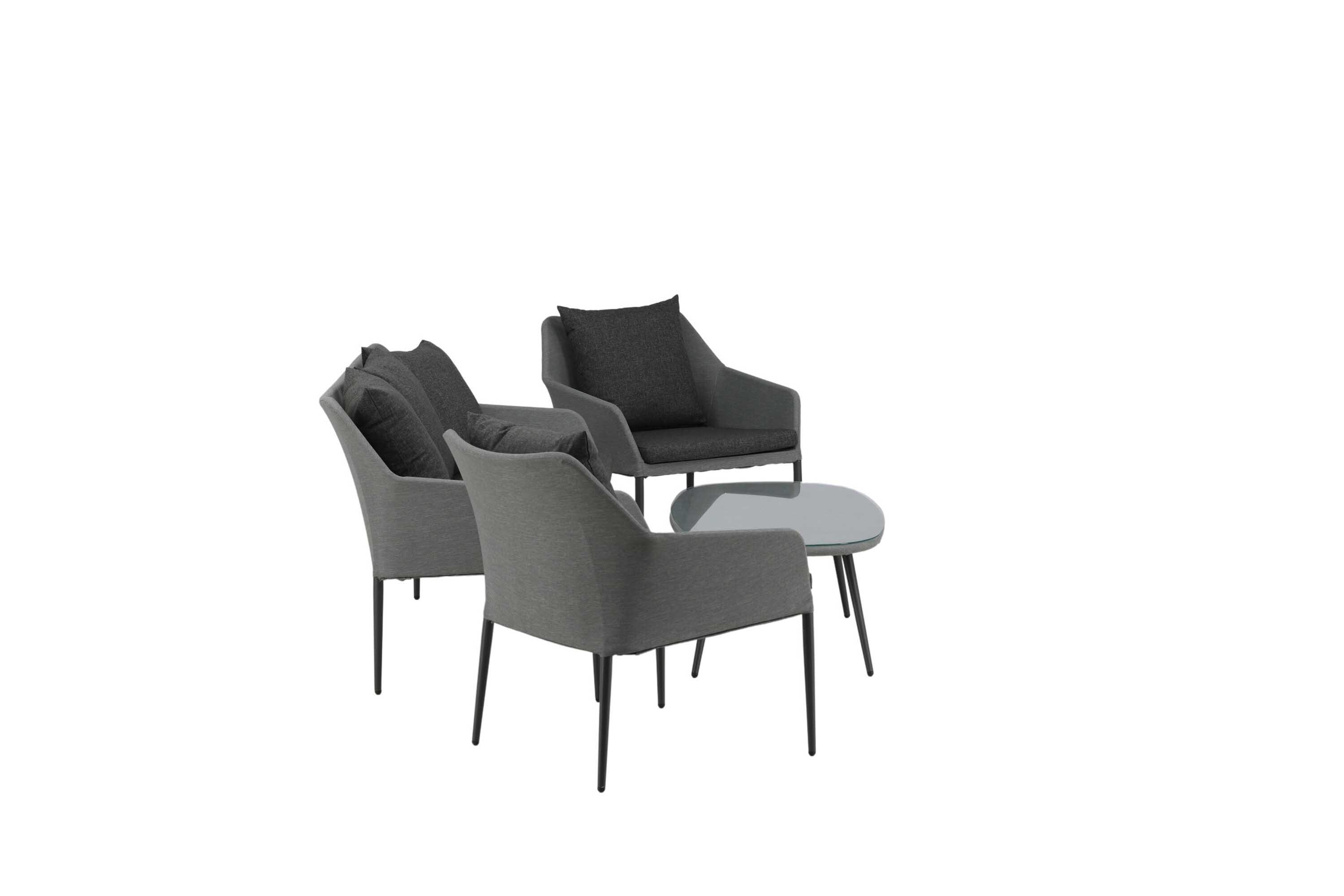 Venture Design Spoga soffgrupp Svart med grå dyna 2-sitssoffa, 2 fåtöljer & bord 60 cm