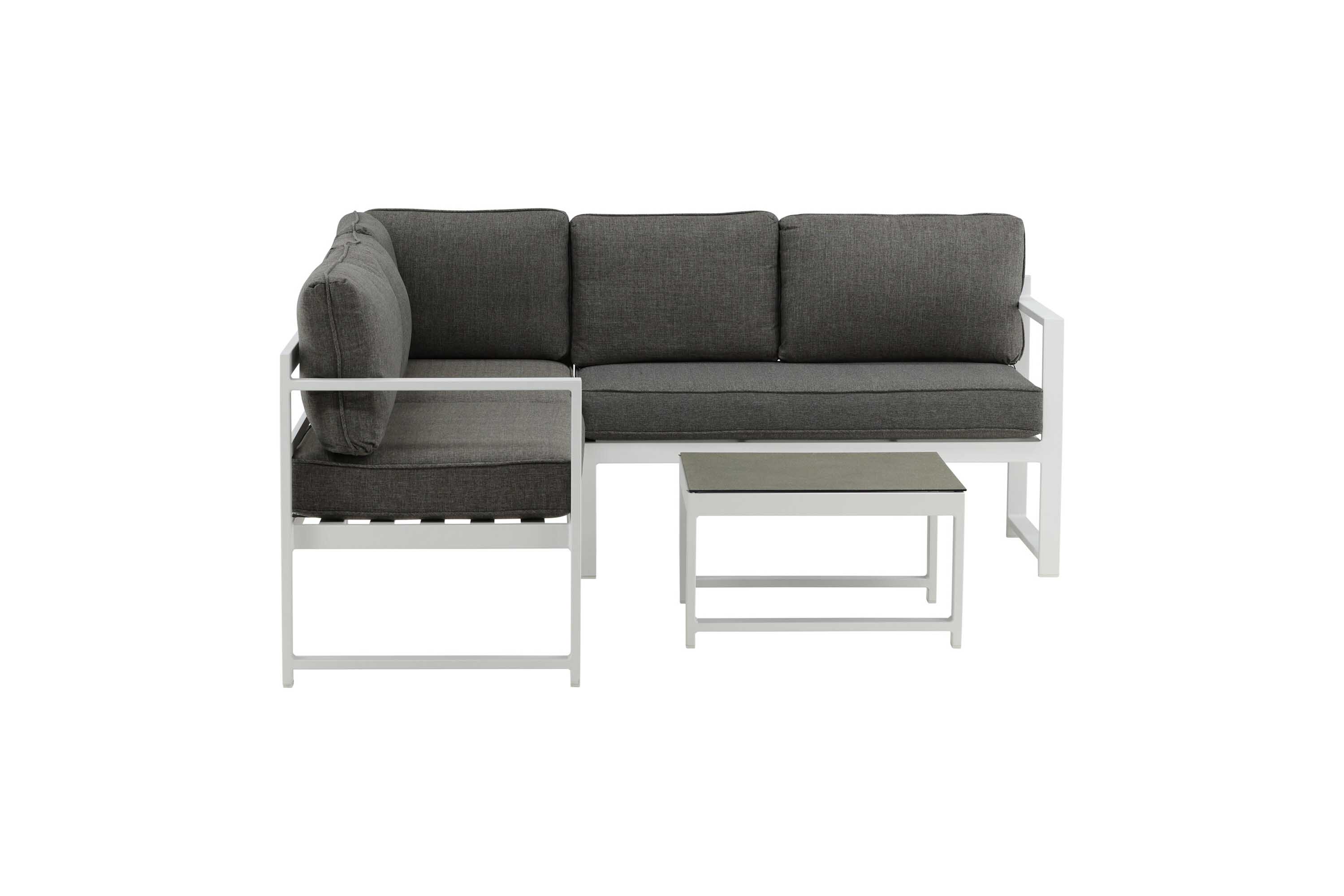 Venture Design Salvador soffgrupp Vit med grå dyna 3-sitsavslut, 2-sitsavslut & bord 60x60 cm