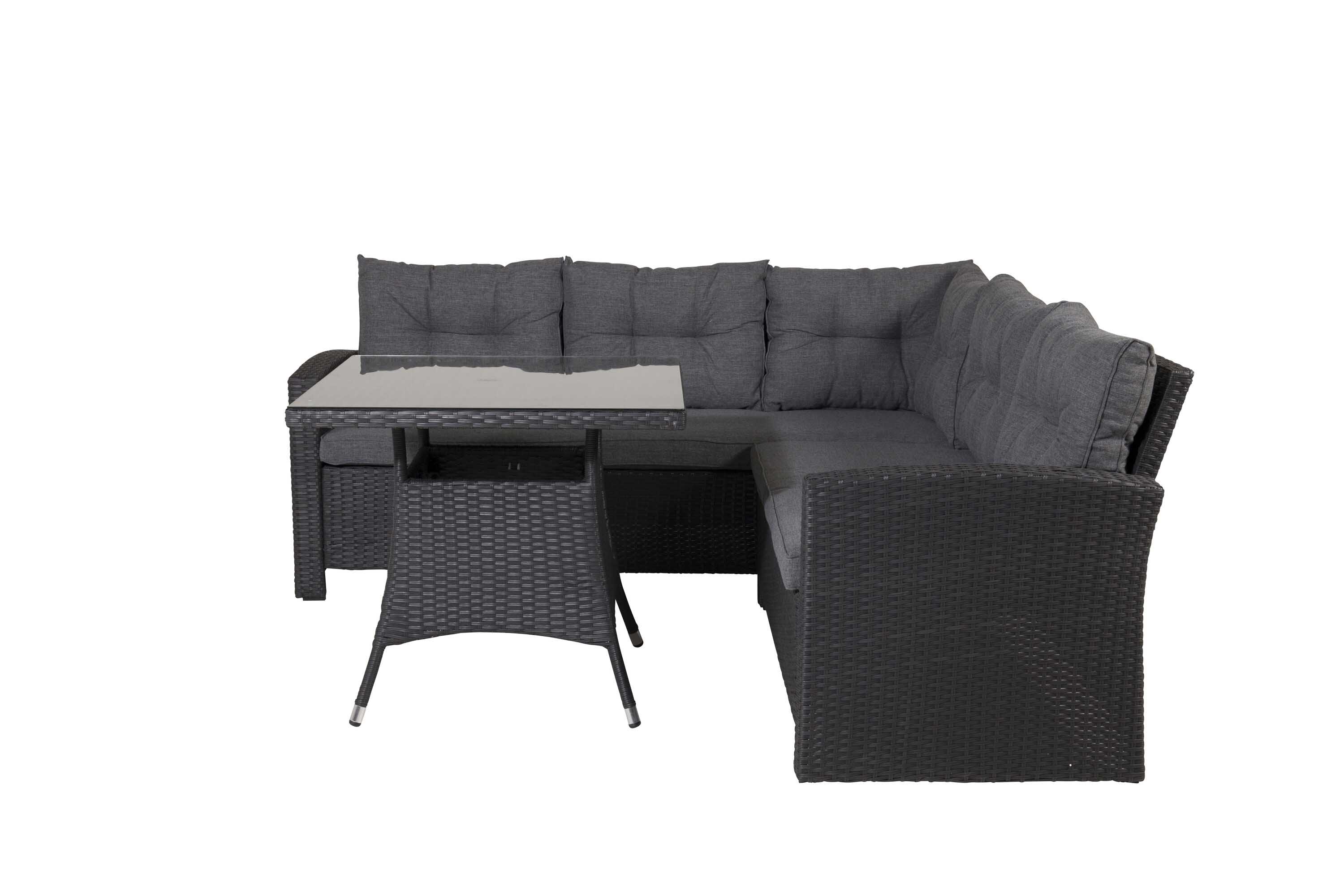 Venture Design Watford soffgrupp Svart med grå dyna 3-sitsavslut, 2-sitsavslut & bord 80x80 cm