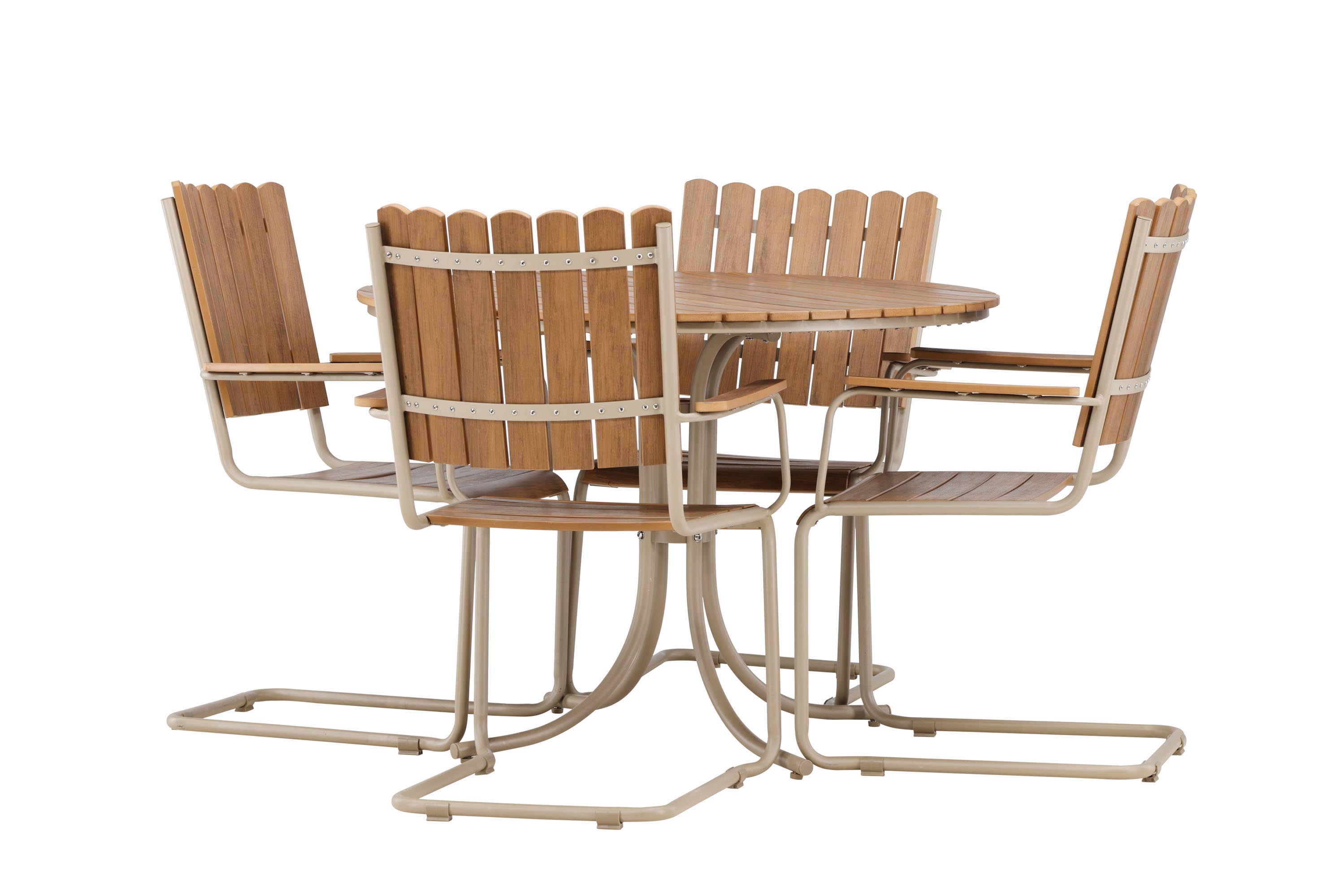 Venture Design Holmsund matgrupp Beige/trälook 4 stolar & bord 103 cm