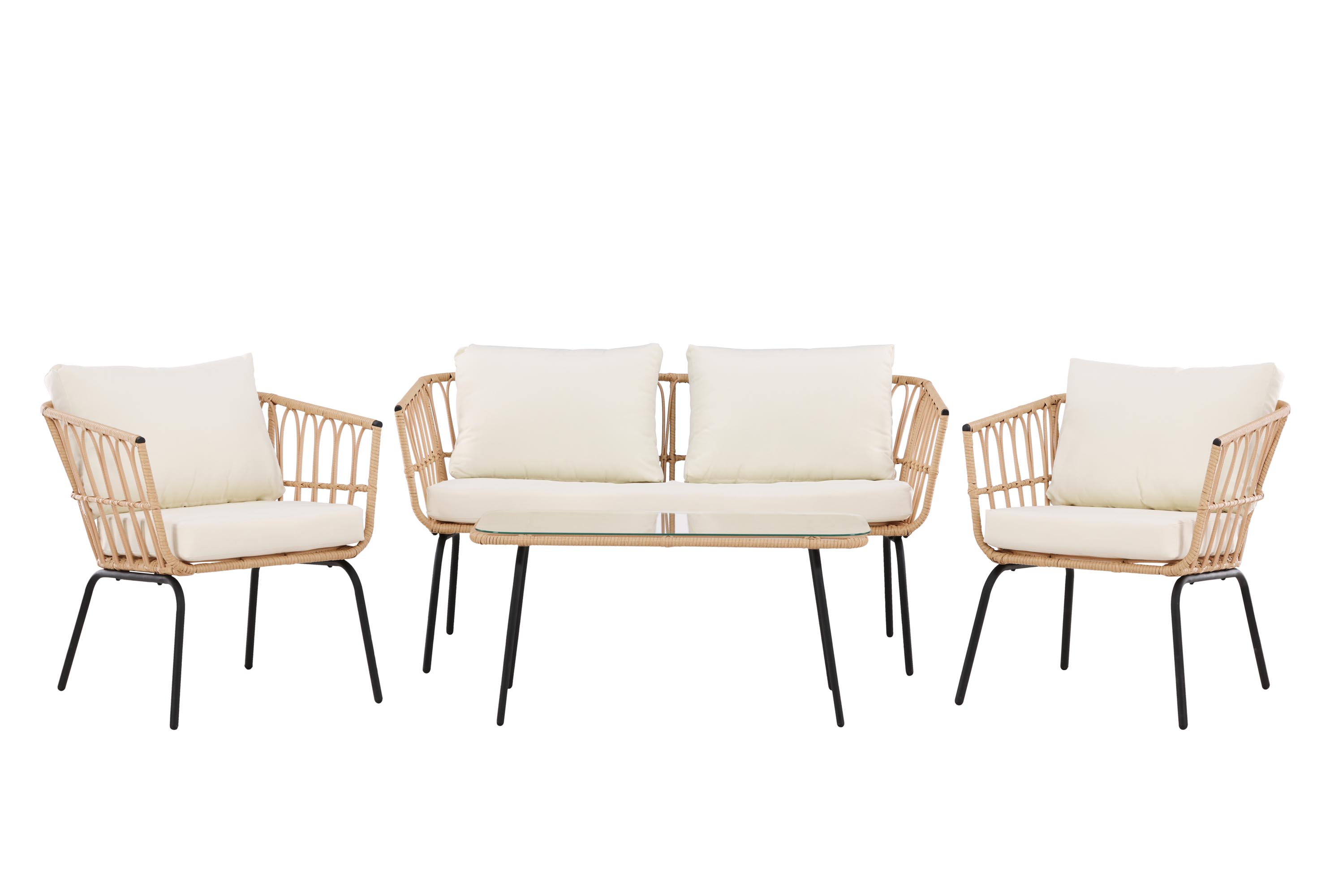 Venture Design Ortigia soffgrupp Transparent 2-sitssoffa, 2 fåtöljer & bord 95 x 50 cm