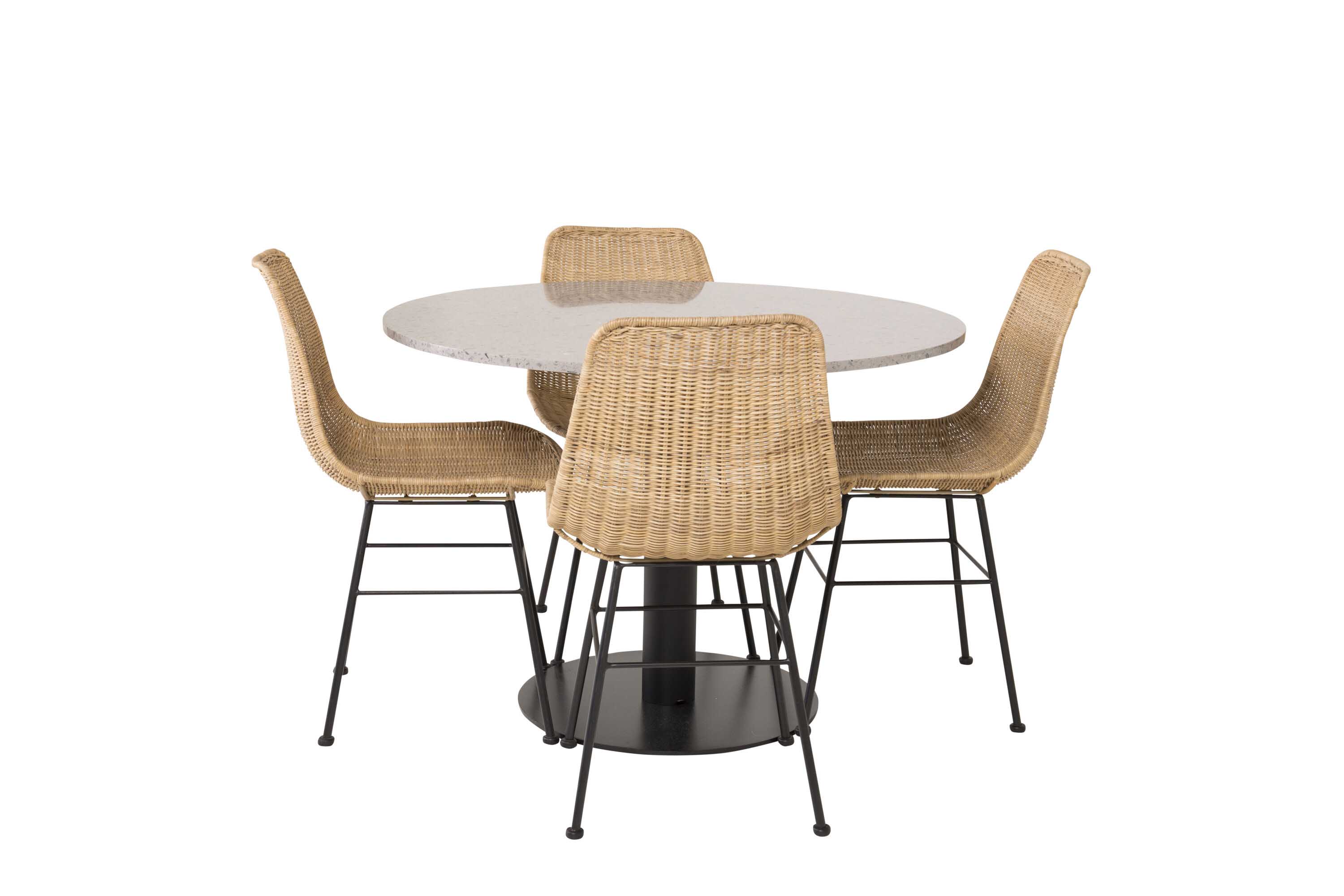 Venture Design Razzia & Bali matgrupp Grå/svart 4 st stolar & bord 106 cm