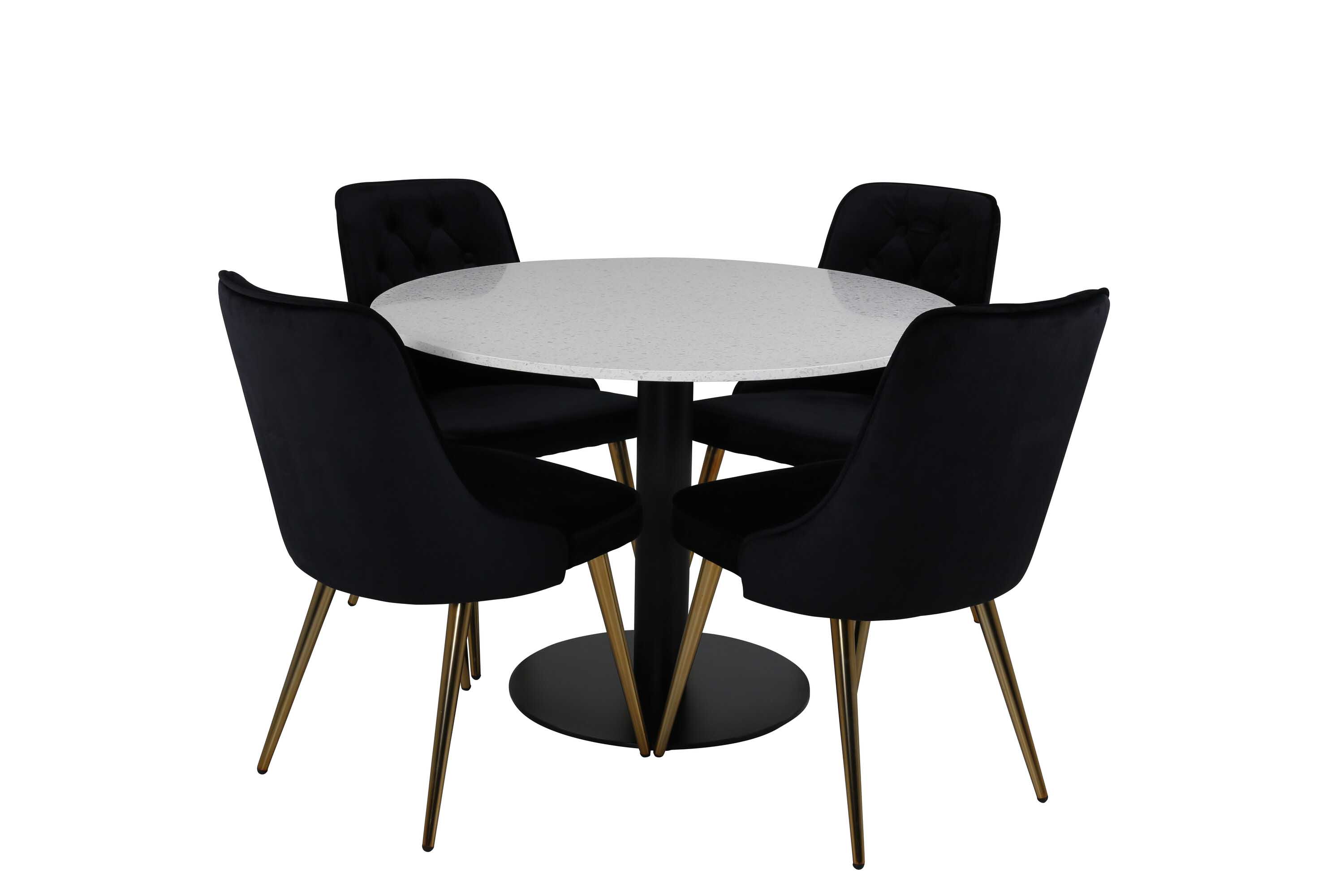 Venture Design Razzia & Velvet matgrupp Vit/svart 4 st stolar & bord 106 cm