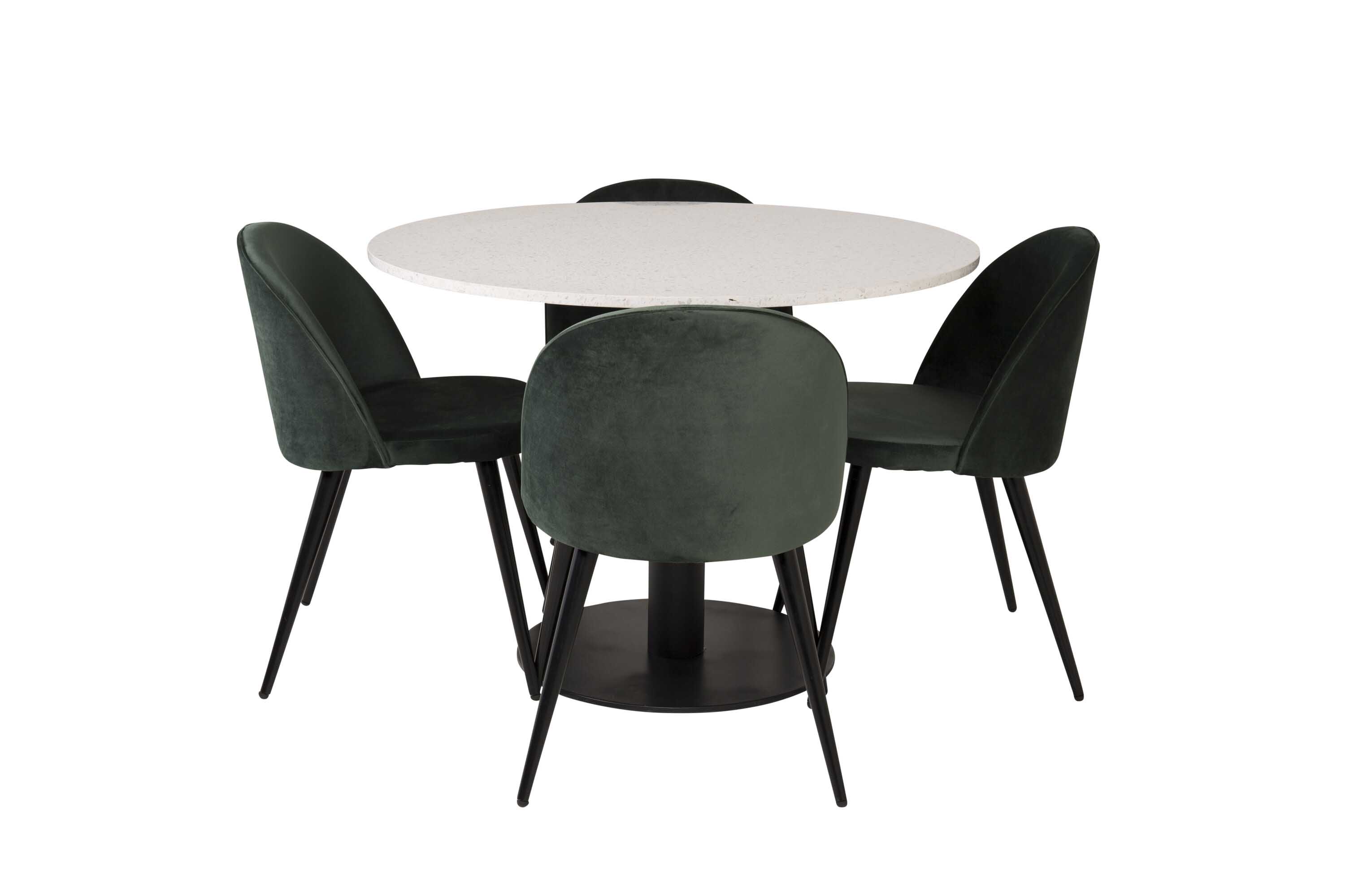 Venture Design Razzia & Velvet matgrupp Vit/grön 4 st stolar & bord 106 cm