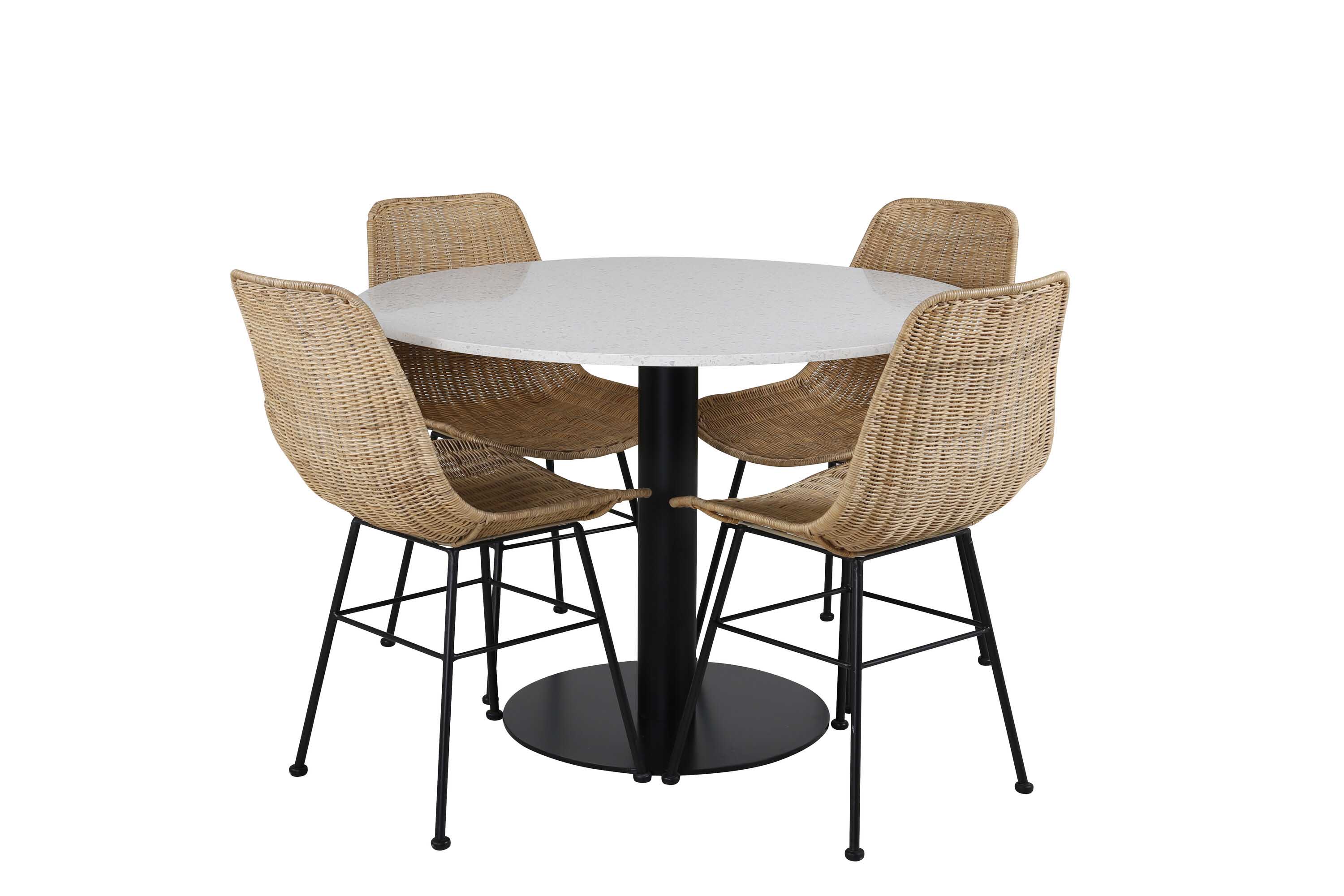 Venture Design Razzia & Bali matgrupp Vit/svart 4 st stolar & bord 106 cm