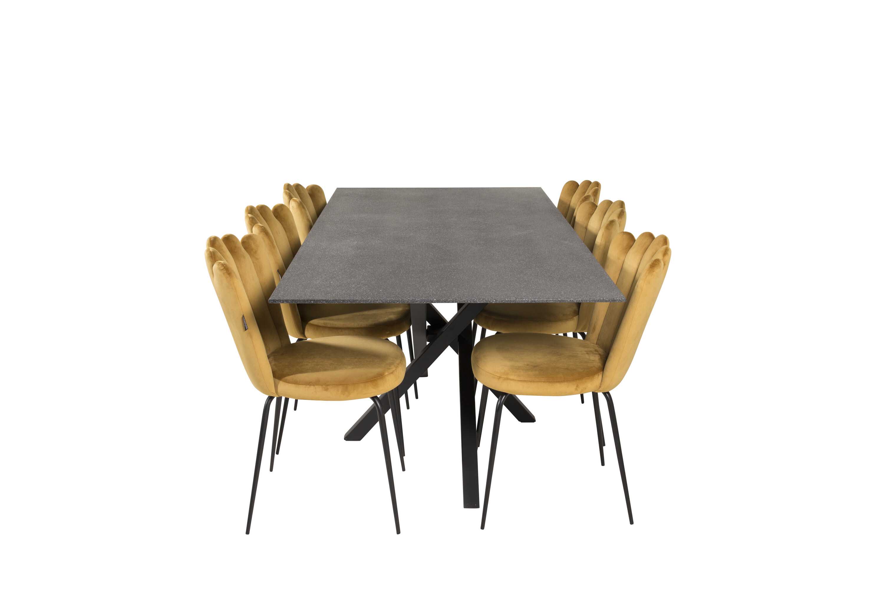Venture Design Piazza & Limhamn matgrupp Grå/gul 6 st stolar & bord 180 x 90 cm